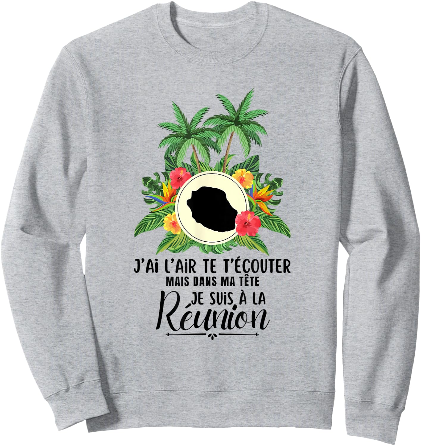 Funny I Look Like You Listen Ile de la Réunion 974 , white, S Sweatshirt - Sweatshirt | Ash