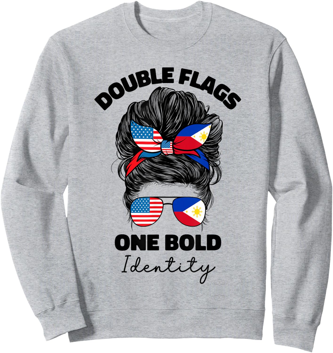 Half Filipino And American Philippines Usa Flag Women Girls Sweatshirt - Sweatshirt | Ash