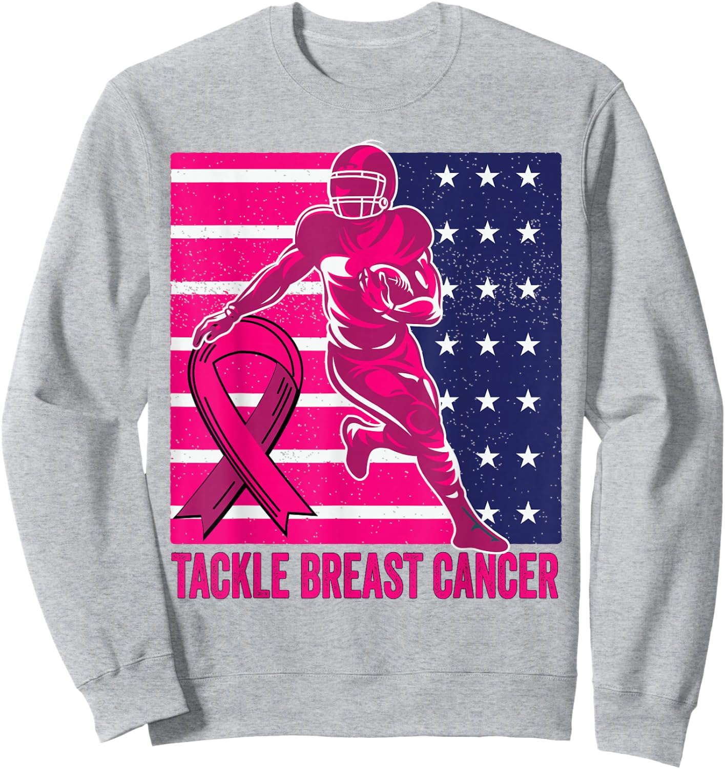 Tackle Breast Cancer Pink Out Football Breast Cancer Sweatshirt - Sweatshirt | Ash