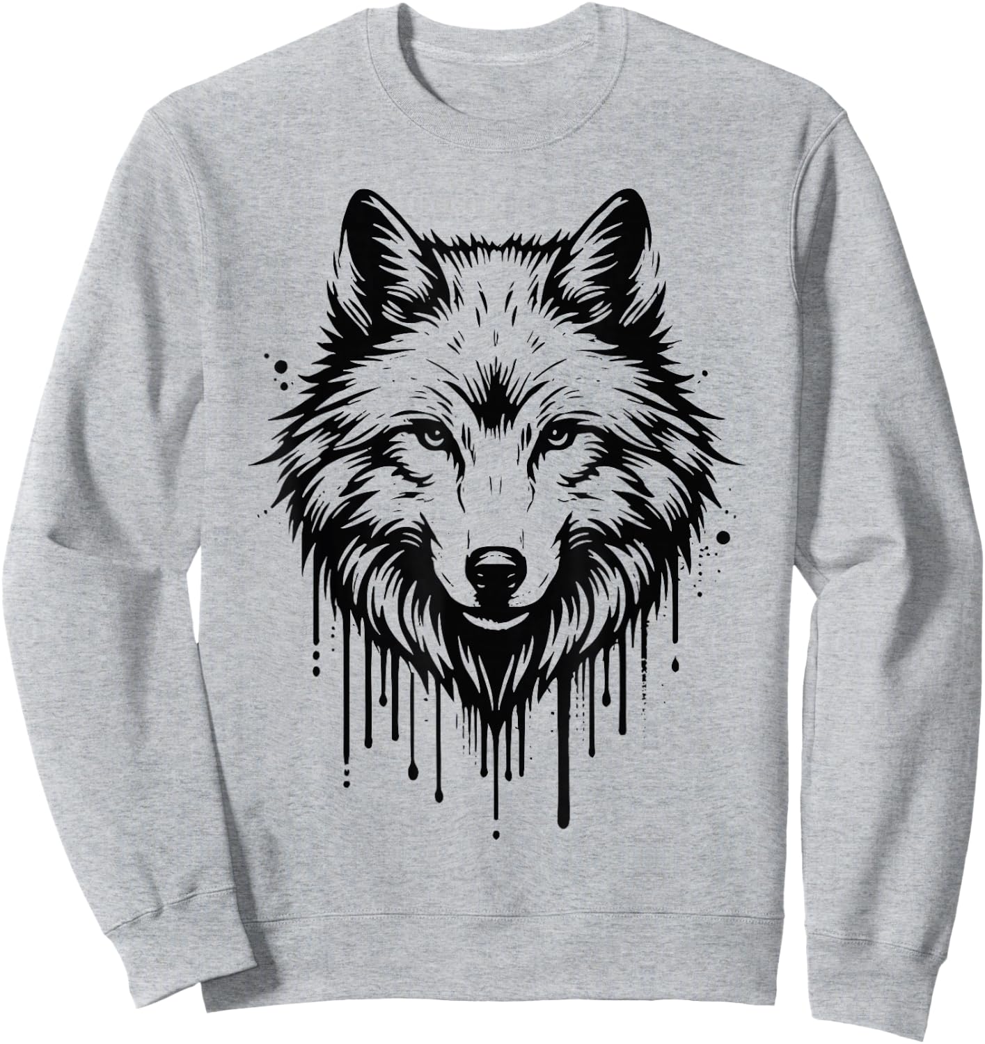 Wolf Woman Girl Boy Child Artwork Head Wolf , white, S Sweatshirt - Sweatshirt | Ash