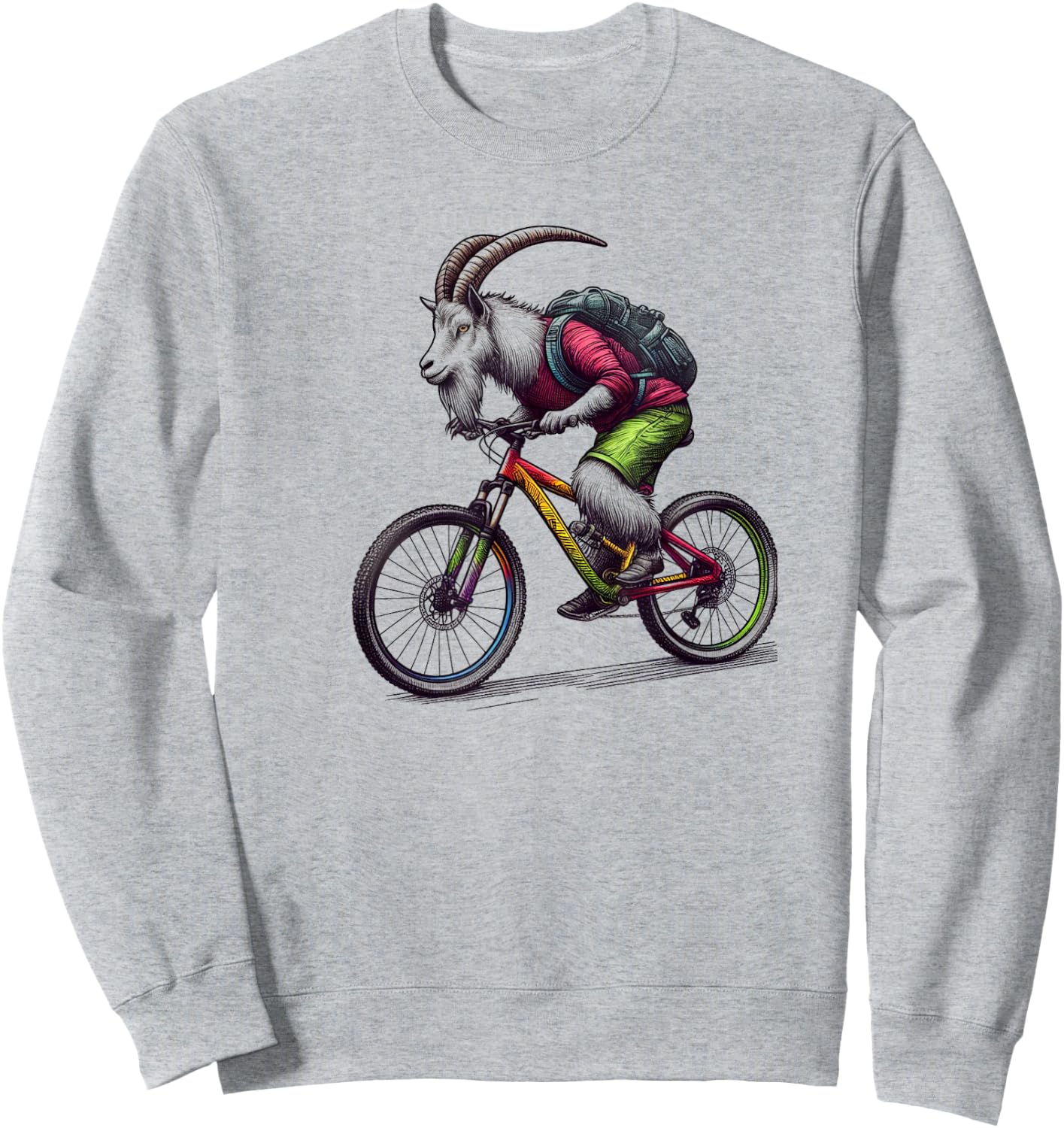 Mountain Goat Riding Mountain Bike Sweatshirt - Sweatshirt | Ash