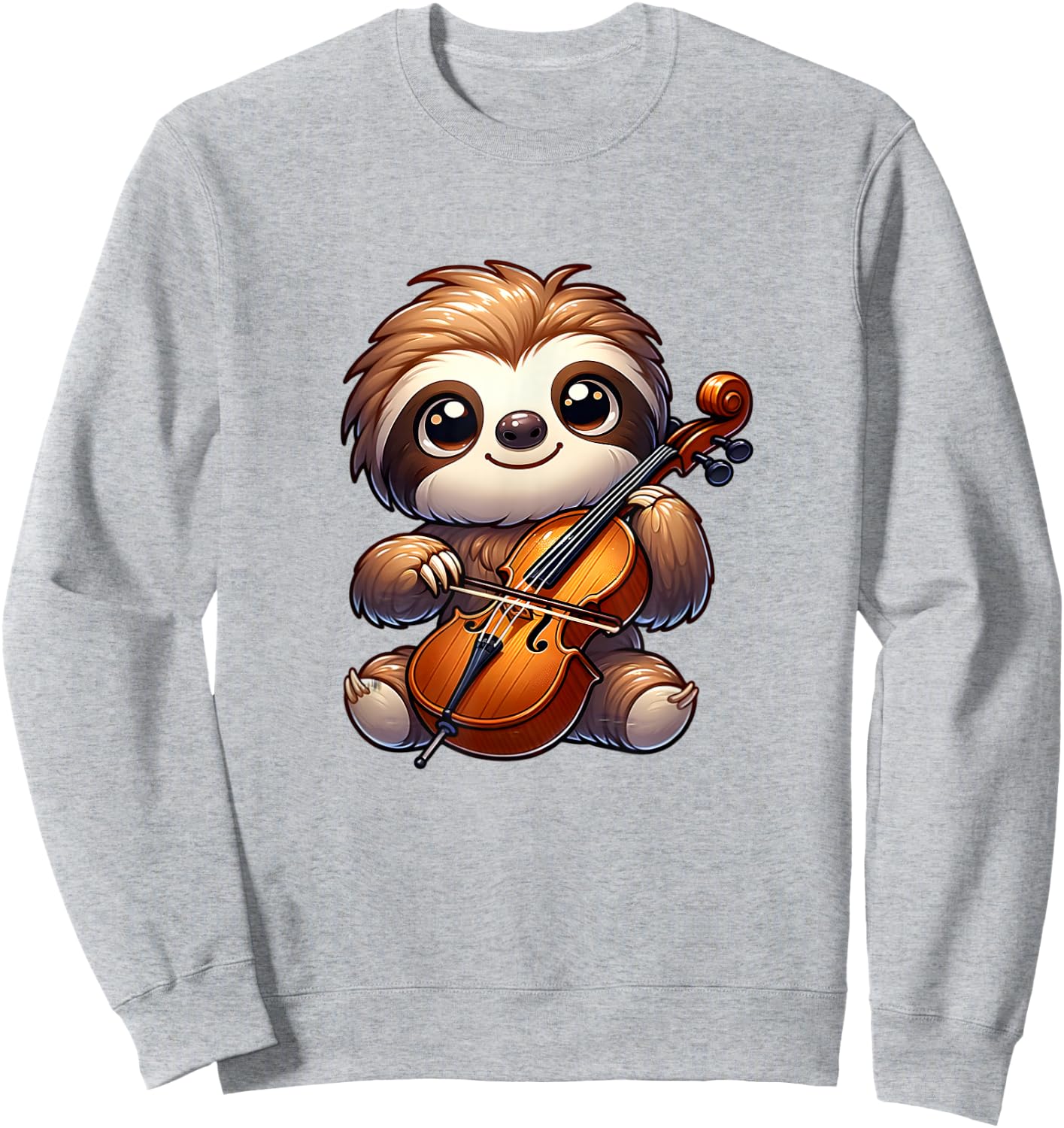 Cute Sloth Playing Cello Kids Boys Girls Kawaii Sloth Lover Sweatshirt - Sweatshirt | Ash