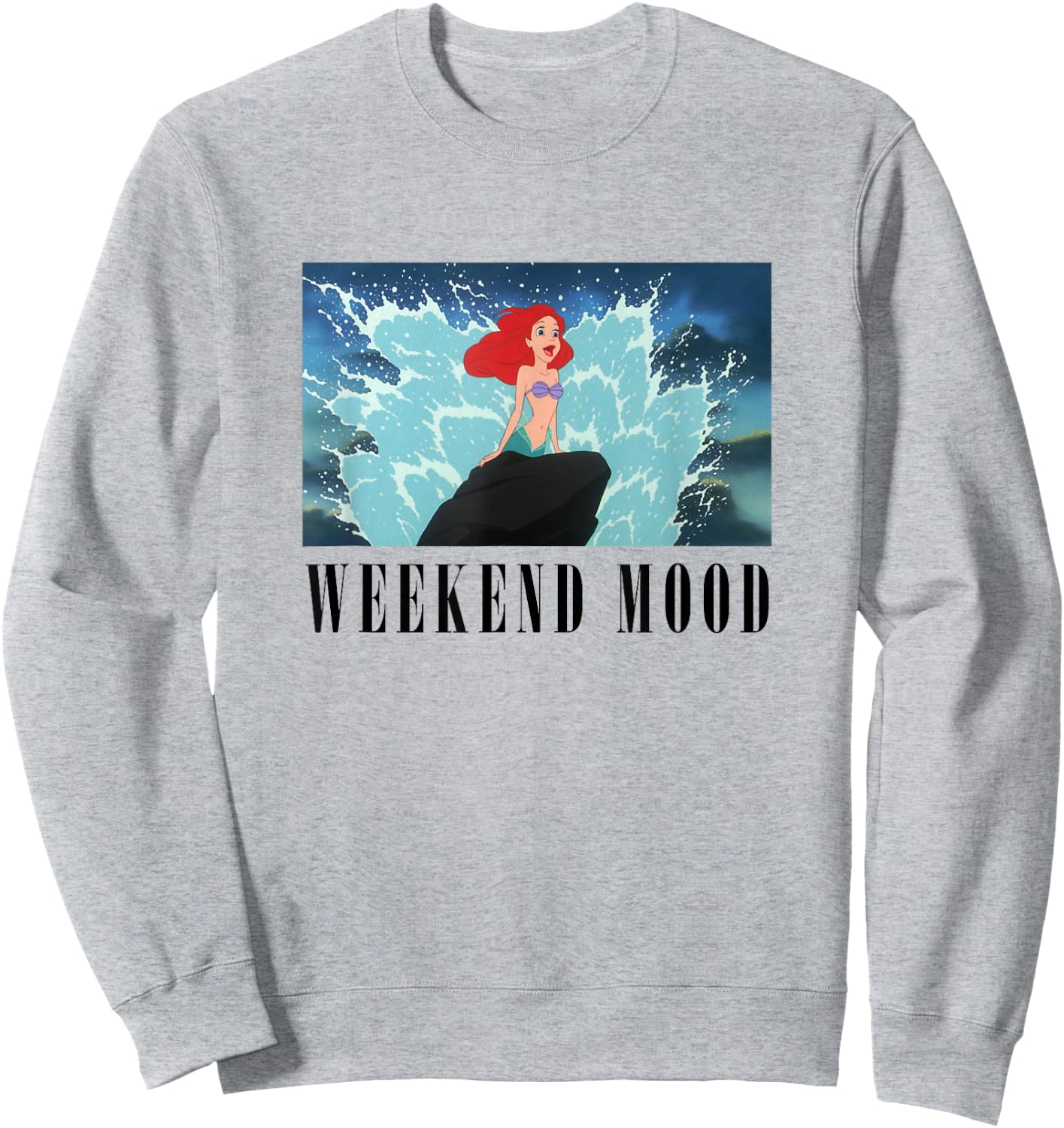 Disney The Little Mermaid Ariel Panel Weekend Mood Meme Sweatshirt - Sweatshirt | Ash