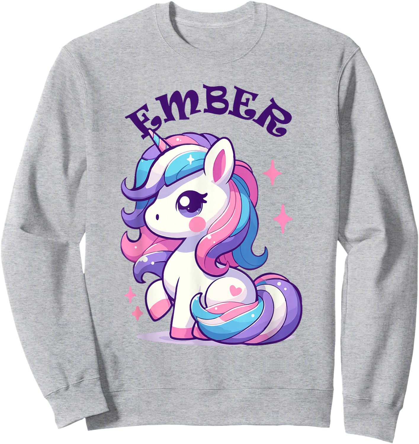 Ember Cute Unicorn Design for Girls Name Ember Sweatshirt - Sweatshirt | Ash