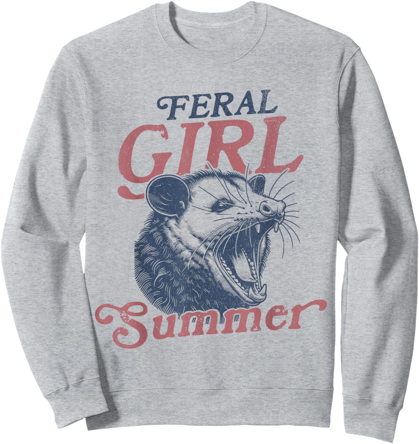 Vintage Feral Girl Summer Opossum Sweatshirt - Sweatshirt | Ash