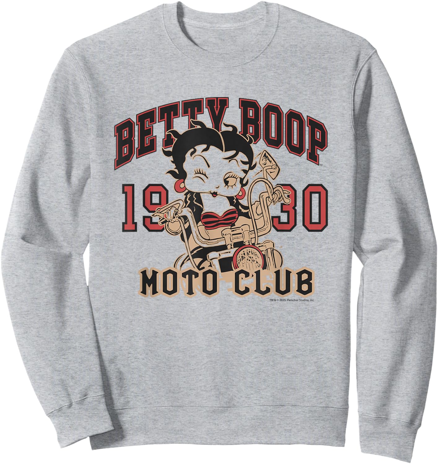 Betty Boop Moto Club Vintage Ride 1930 Biker Sweatshirt - Sweatshirt | Ash