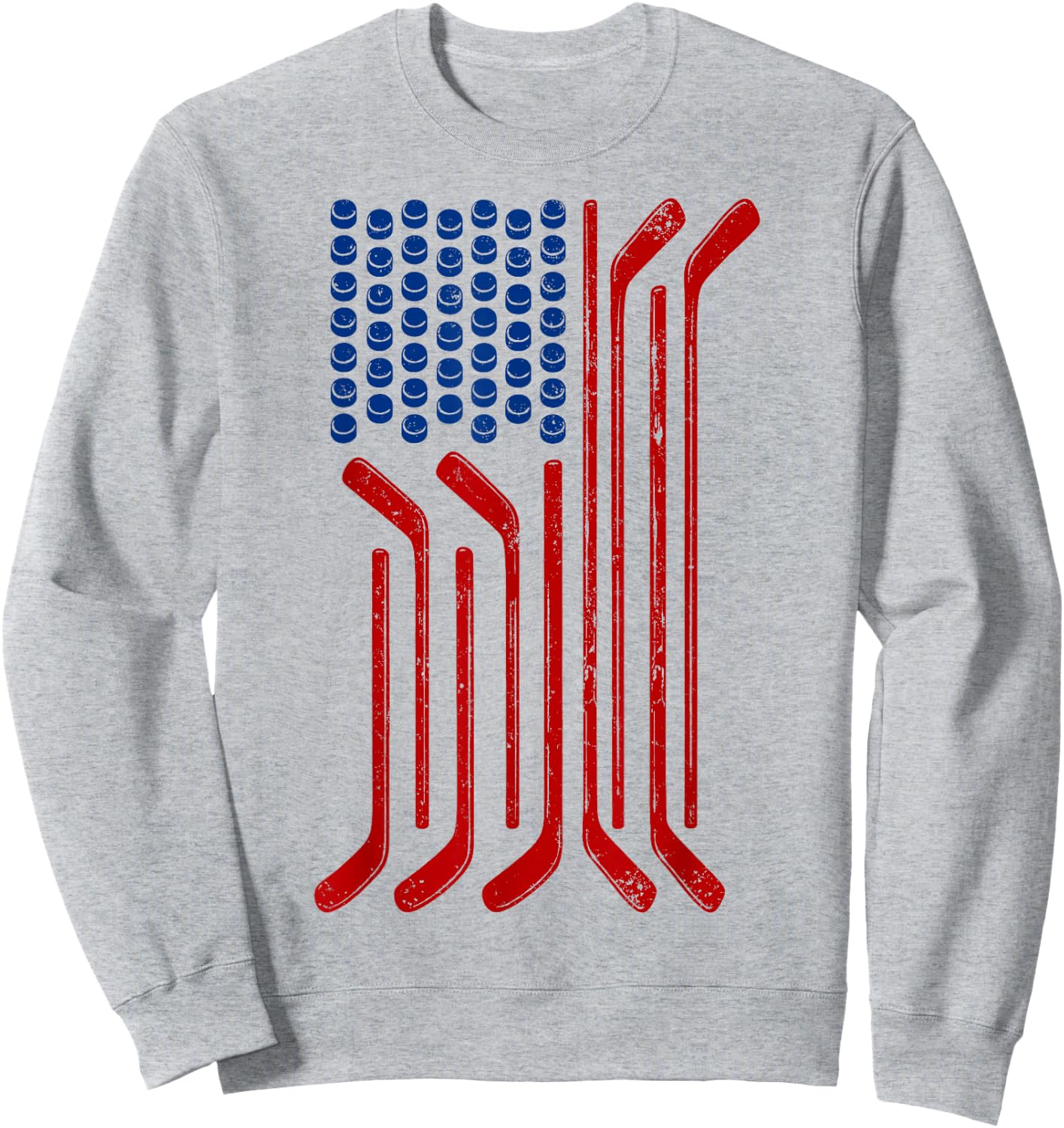Vintage USA Flag American Ice Hockey Patriotic Sports Sweatshirt - Sweatshirt | Ash