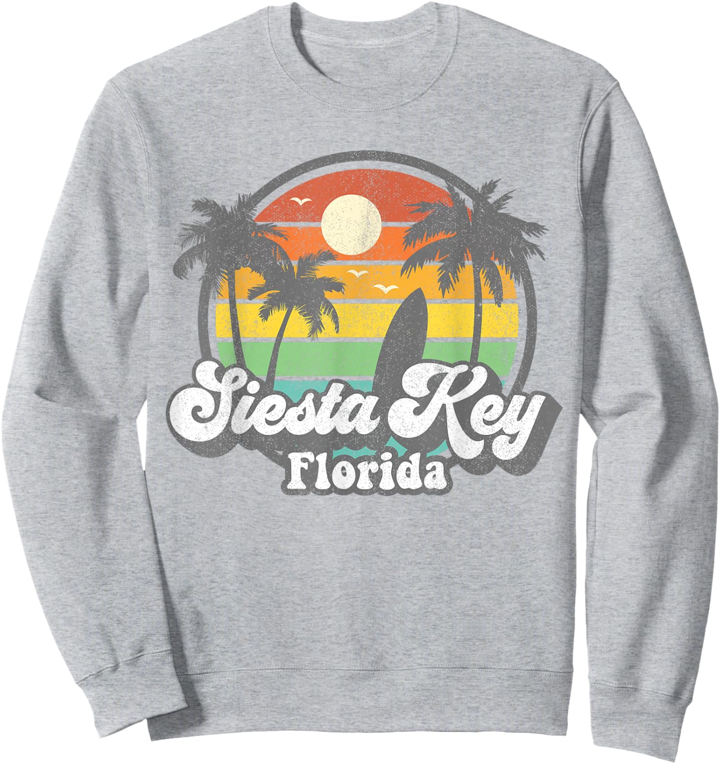Vintage Siesta Key Beach Florida Surfing Retro 70s Surf Gift Women Girls Kids Sweatshirt - Sweatshirt | Ash