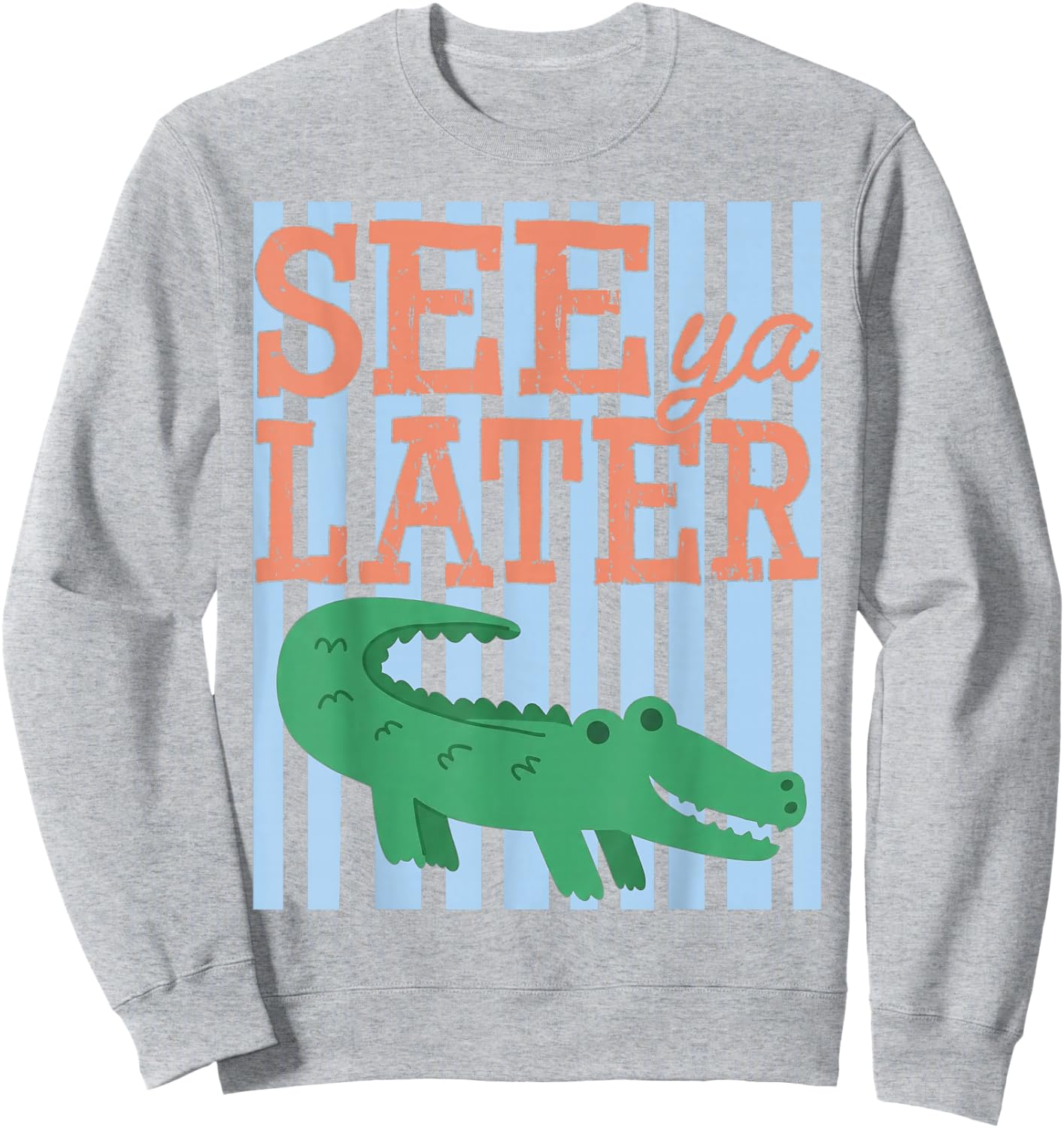 Striped See Ya Later Teacher Summer Alligator Kids Sweatshirt - Sweatshirt | Ash
