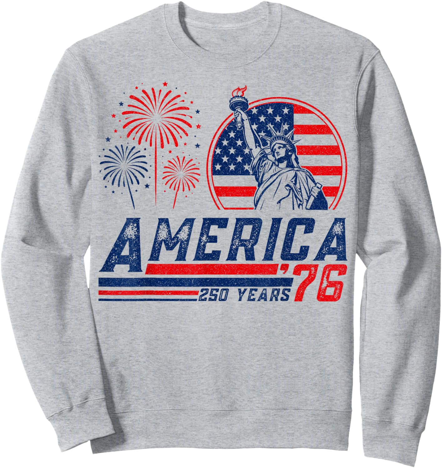 America Retro 250th Anniversary USA 1776 2026 4th of July Sweatshirt - Sweatshirt | Ash