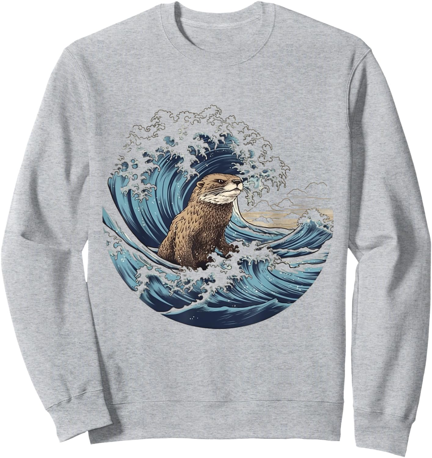 River Otter The Great Wave Of Kanagawa Sweatshirt - Sweatshirt | Ash