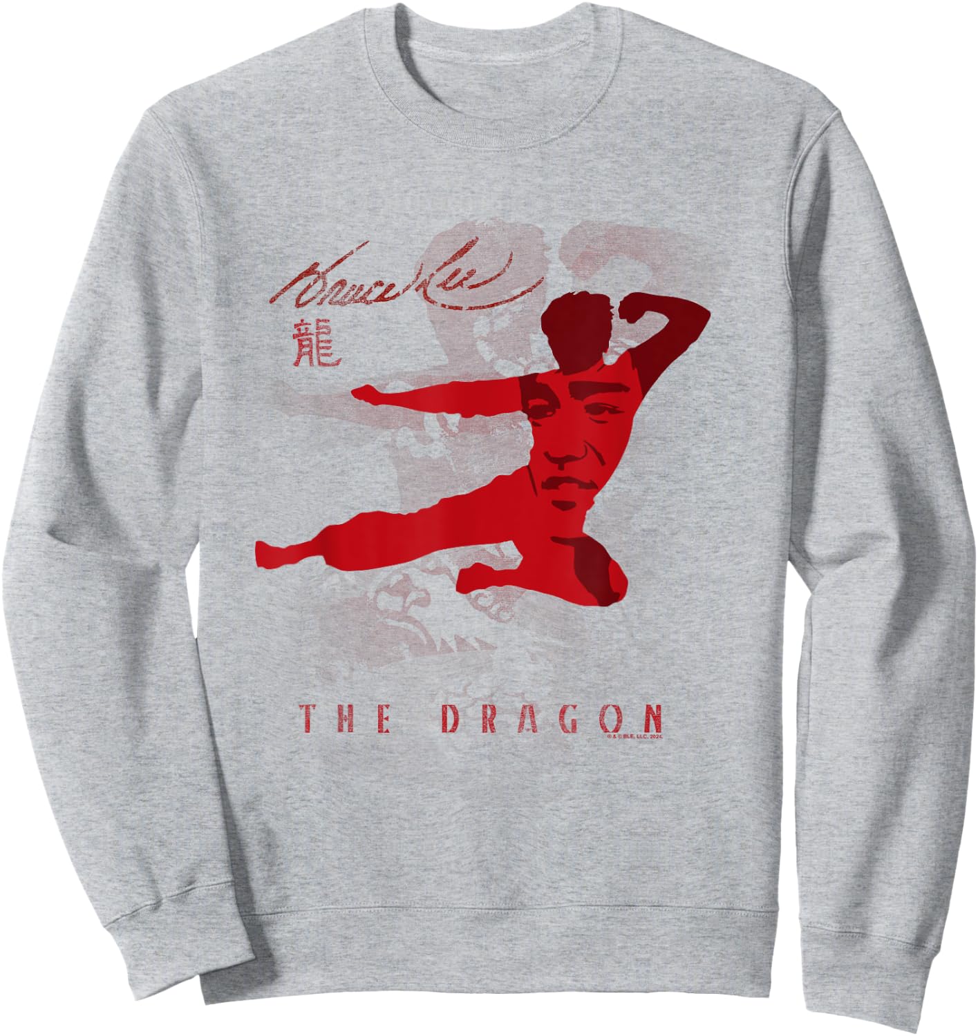 Bruce Lee The Dragon Flying Kick Silhouette Vintage , White Sweatshirt - Sweatshirt | Ash