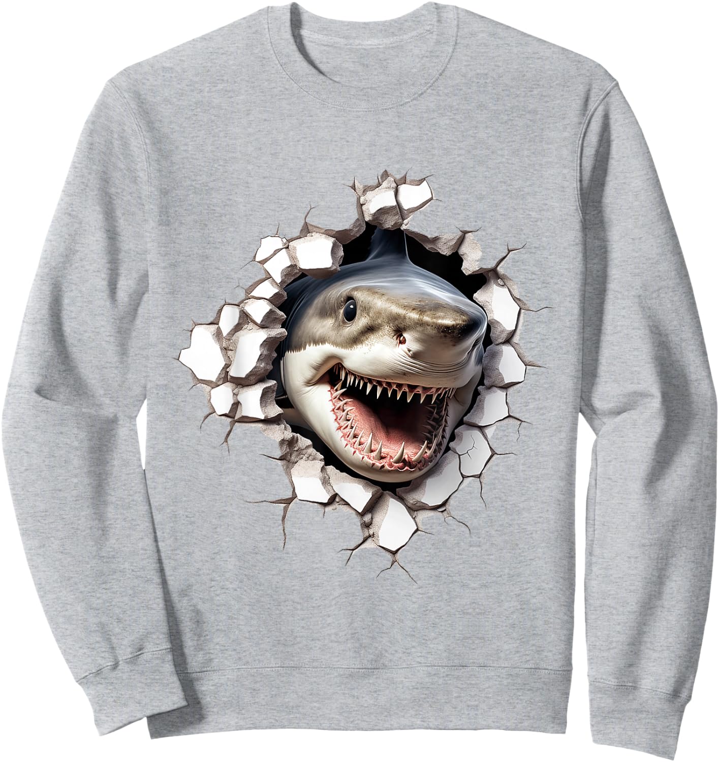 Animal Print Shark Drawing Illustration Drawing , white, S Sweatshirt - Sweatshirt | Ash