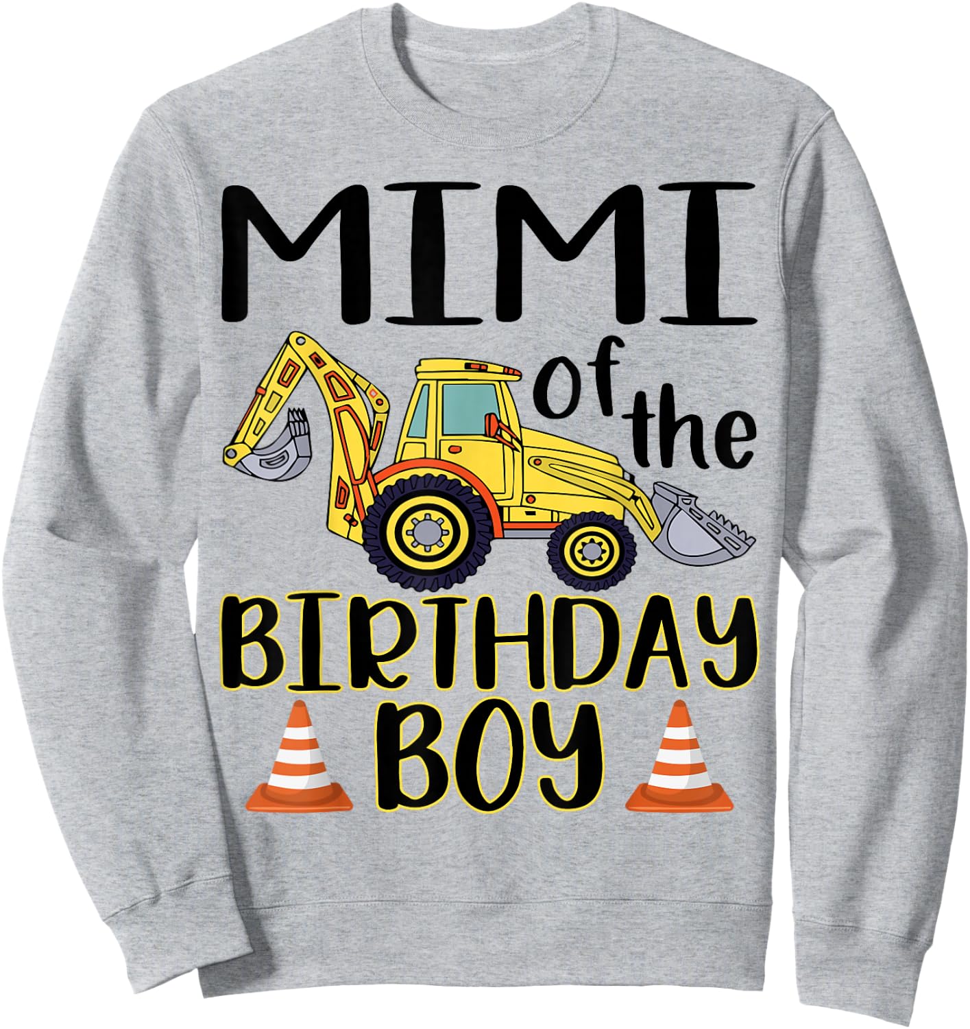 Mimi of The Birthday for Boy Excavator Construction Truck Sweatshirt - Sweatshirt | Ash