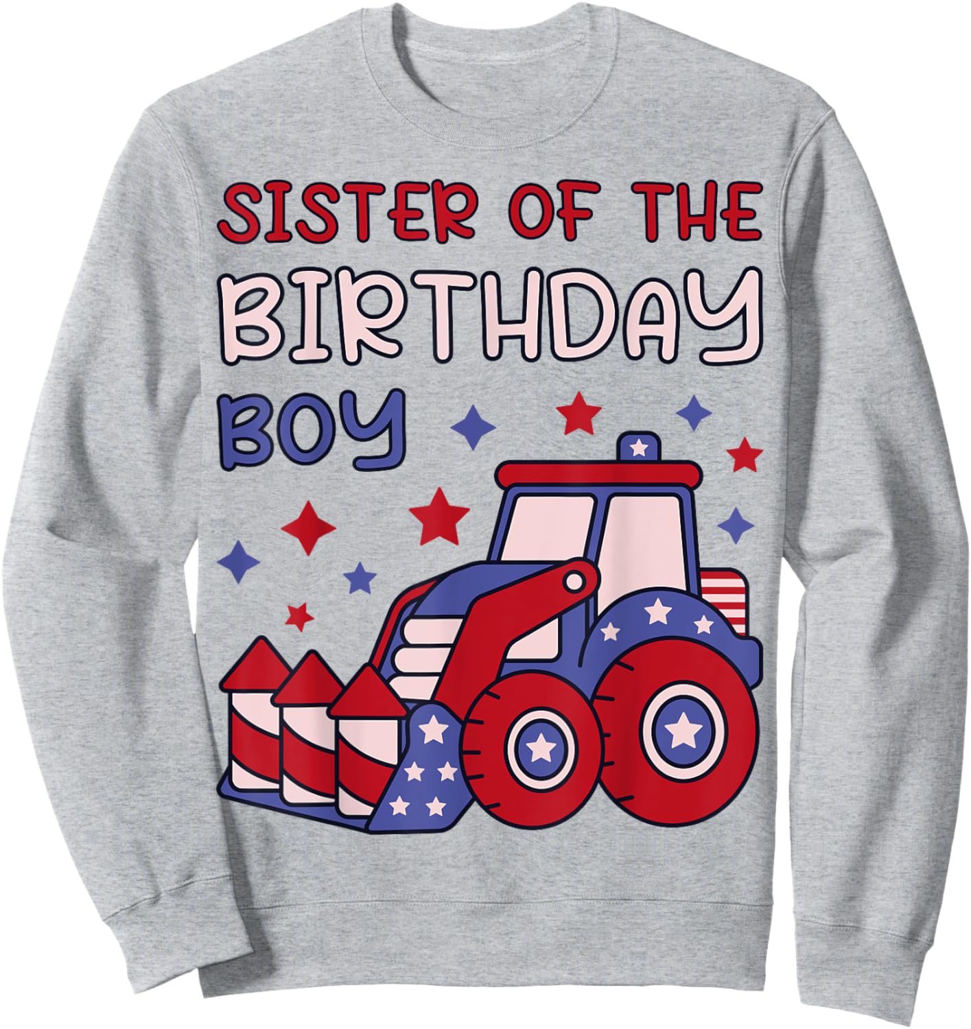 Sister of Birthday Boy 4th of July Fireworks 5th Birthday Sweatshirt - Sweatshirt | Ash