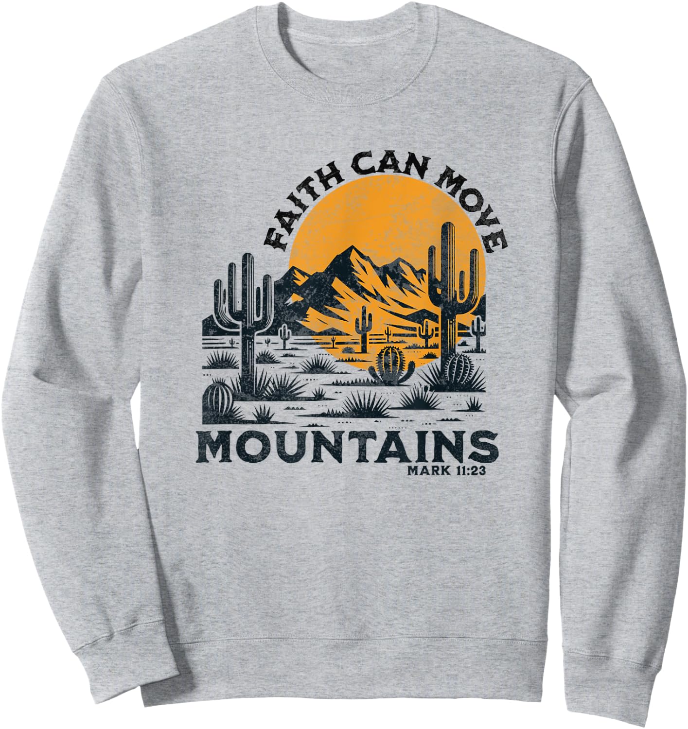 Boho Christian Bible Verse Trendy Cactus Desert Jesus Faith Sweatshirt - Sweatshirt | Ash