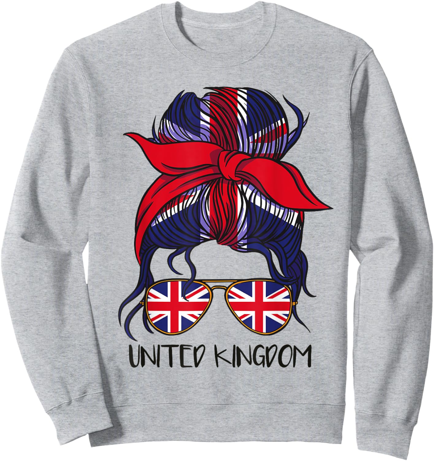 Union Jack Flag Girls Glasses Great Britain , White Sweatshirt - Sweatshirt | Ash