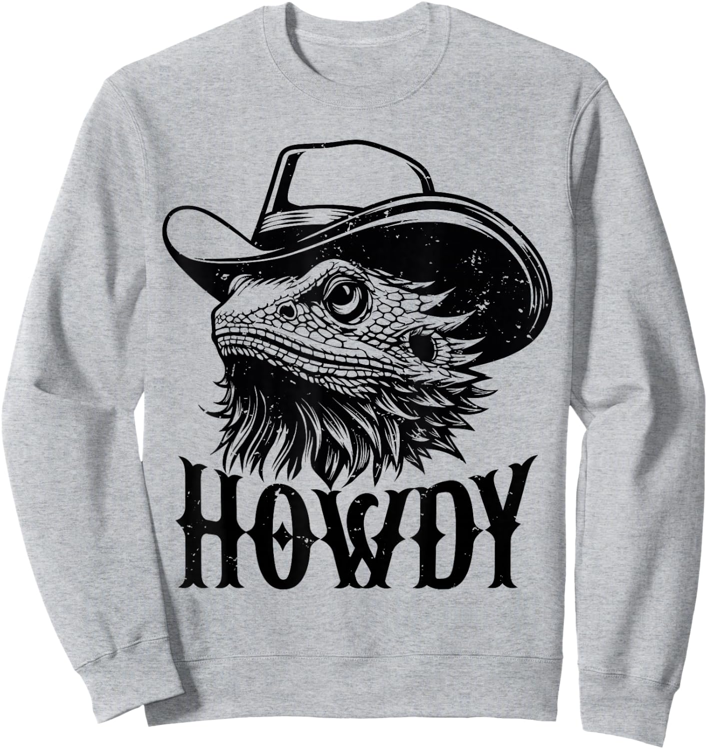Howdy Funny Bearded Dragon Wearing Cowboy Hat Reptile Lover Sweatshirt - Sweatshirt | Ash