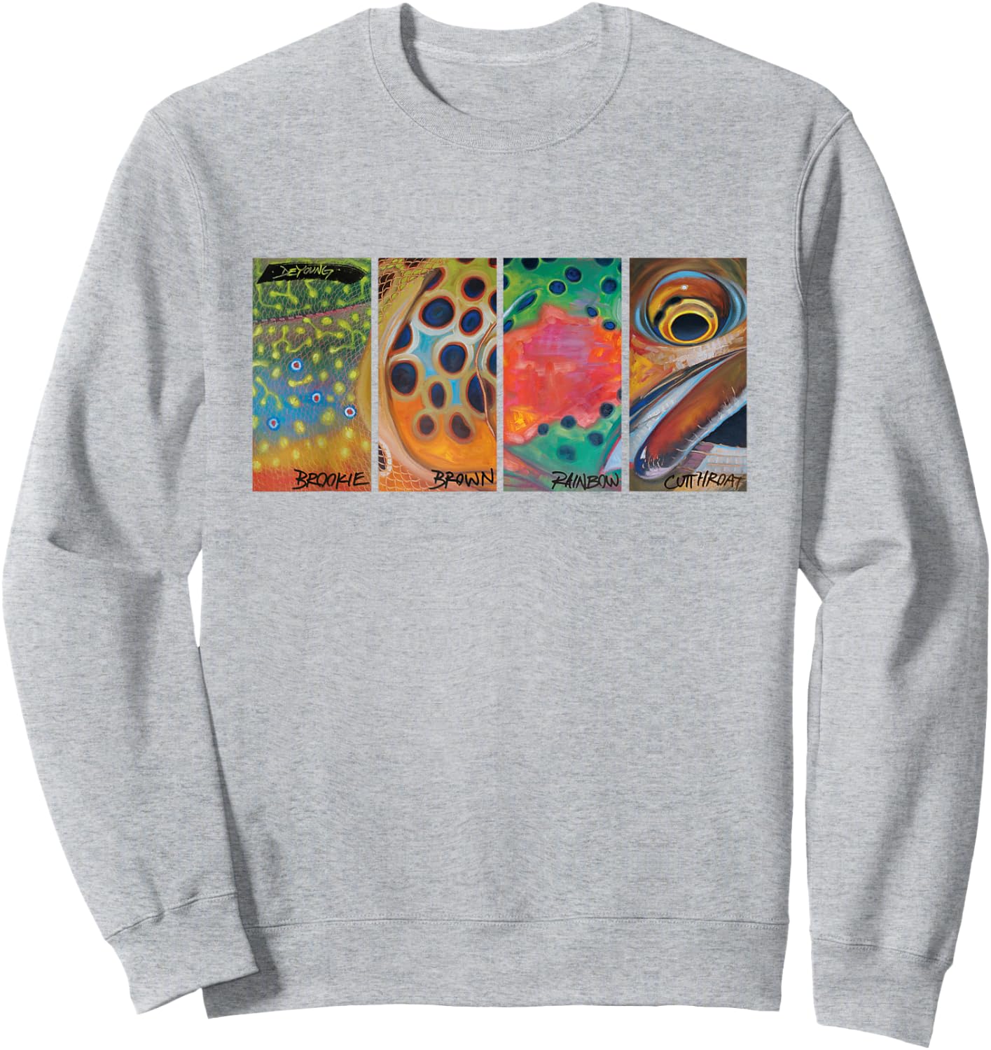Cutthroat Rainbow Brook Brown Trout Derek DeYoung Sweatshirt - Sweatshirt | Ash
