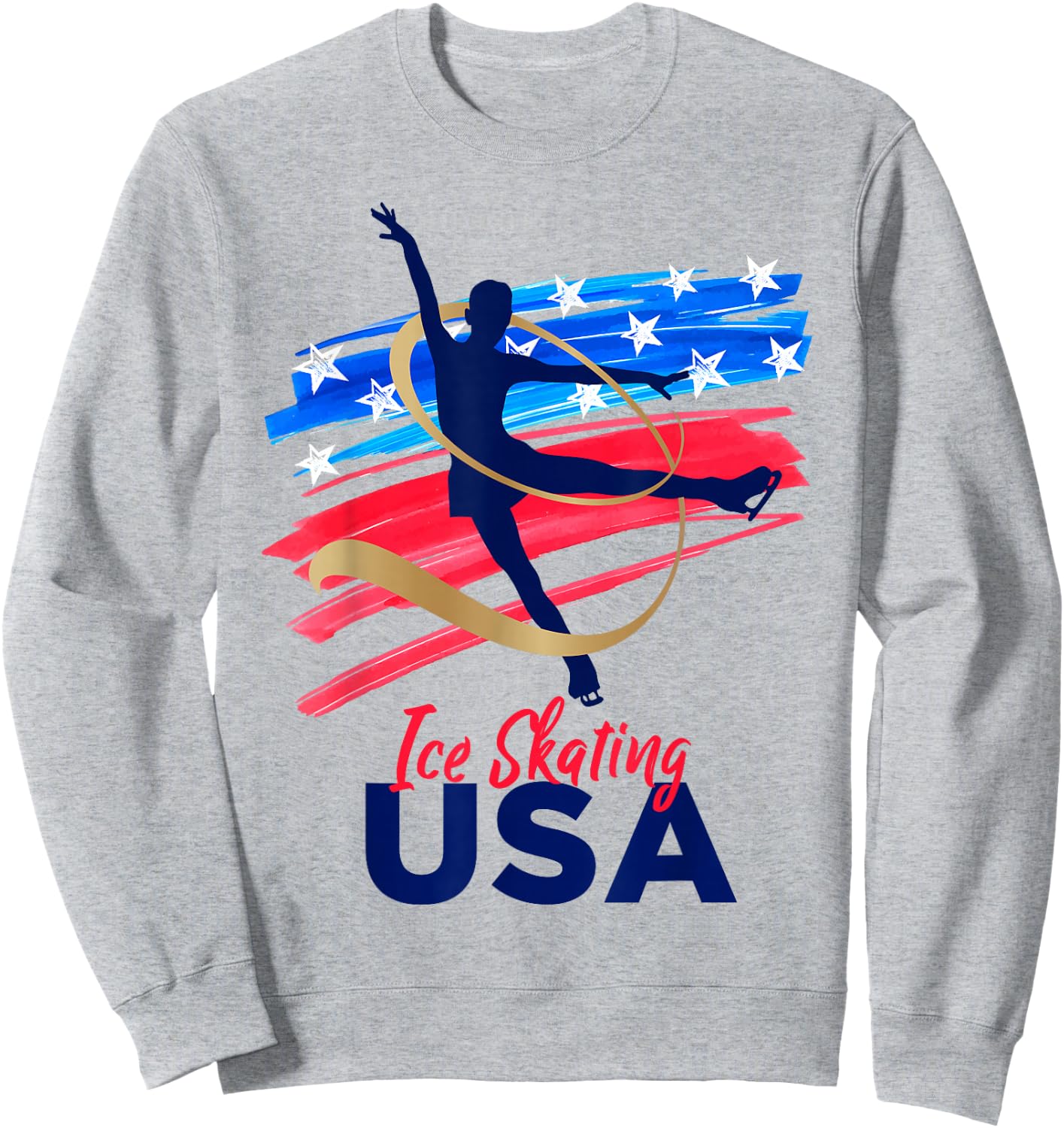Ice Skating Dance Support The Team USA Flag Sweatshirt - Sweatshirt | Ash