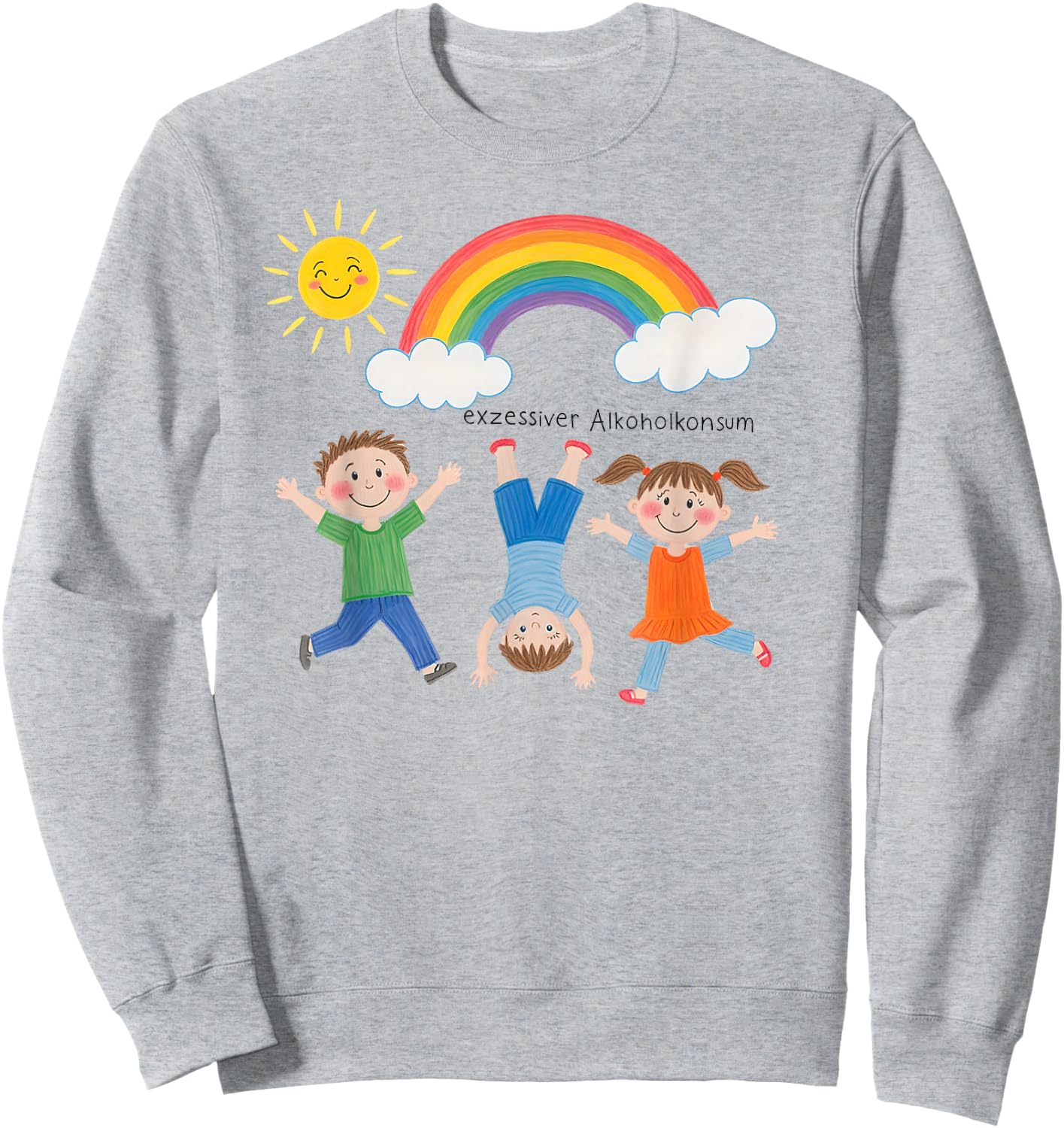 Excessive Alcohol Consumption X Funny Children's Drawing Sweatshirt - Sweatshirt | Ash