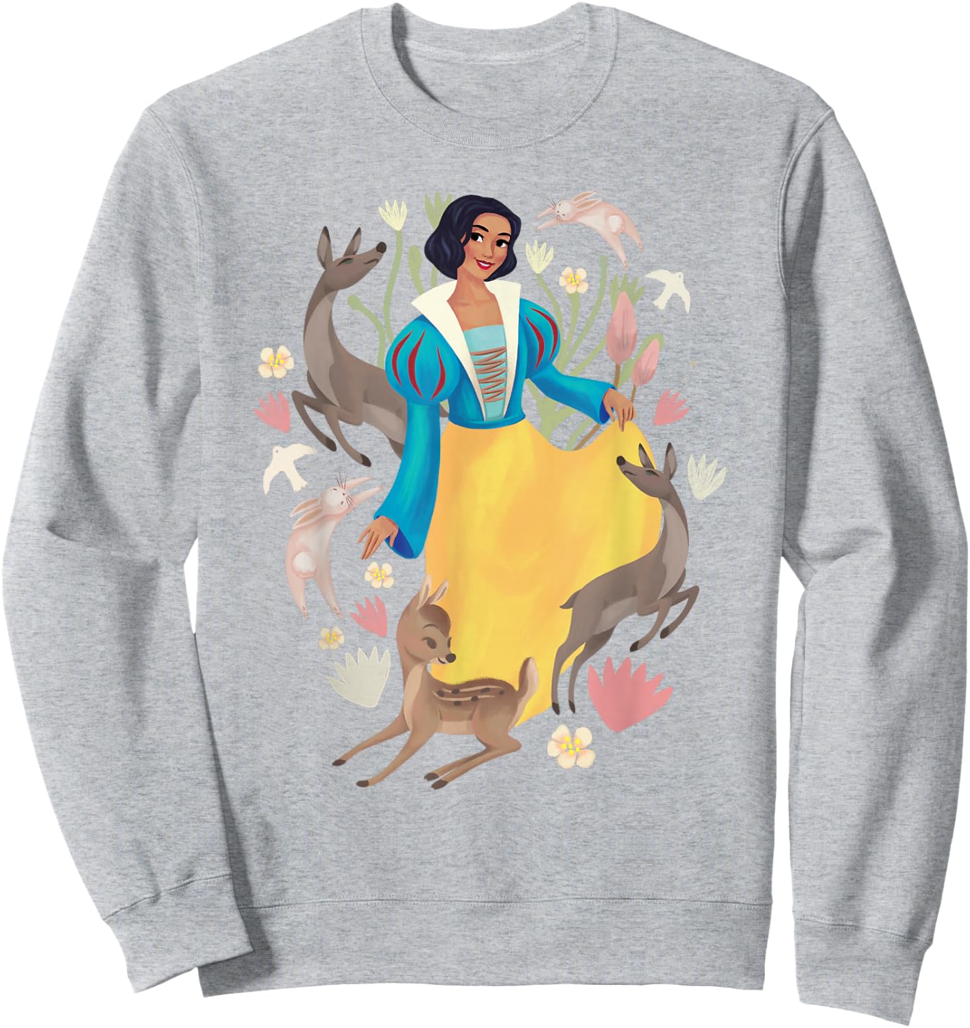 Disney Snow White Posing Among Bunnies And Deer Portrait Sweatshirt - Sweatshirt | Ash