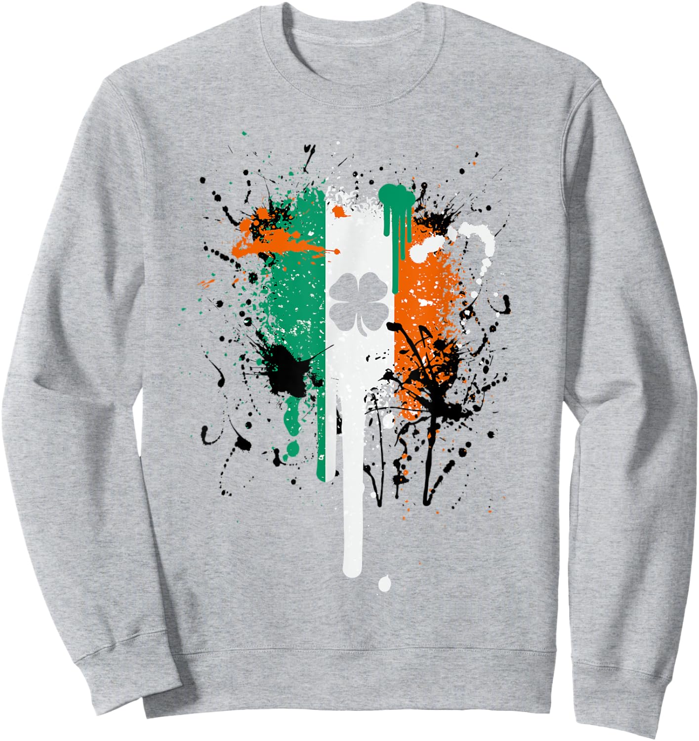 Paintsplash Irish Flag Shirt Ireland Flag Clover Eire , Green Sweatshirt - Sweatshirt | Ash