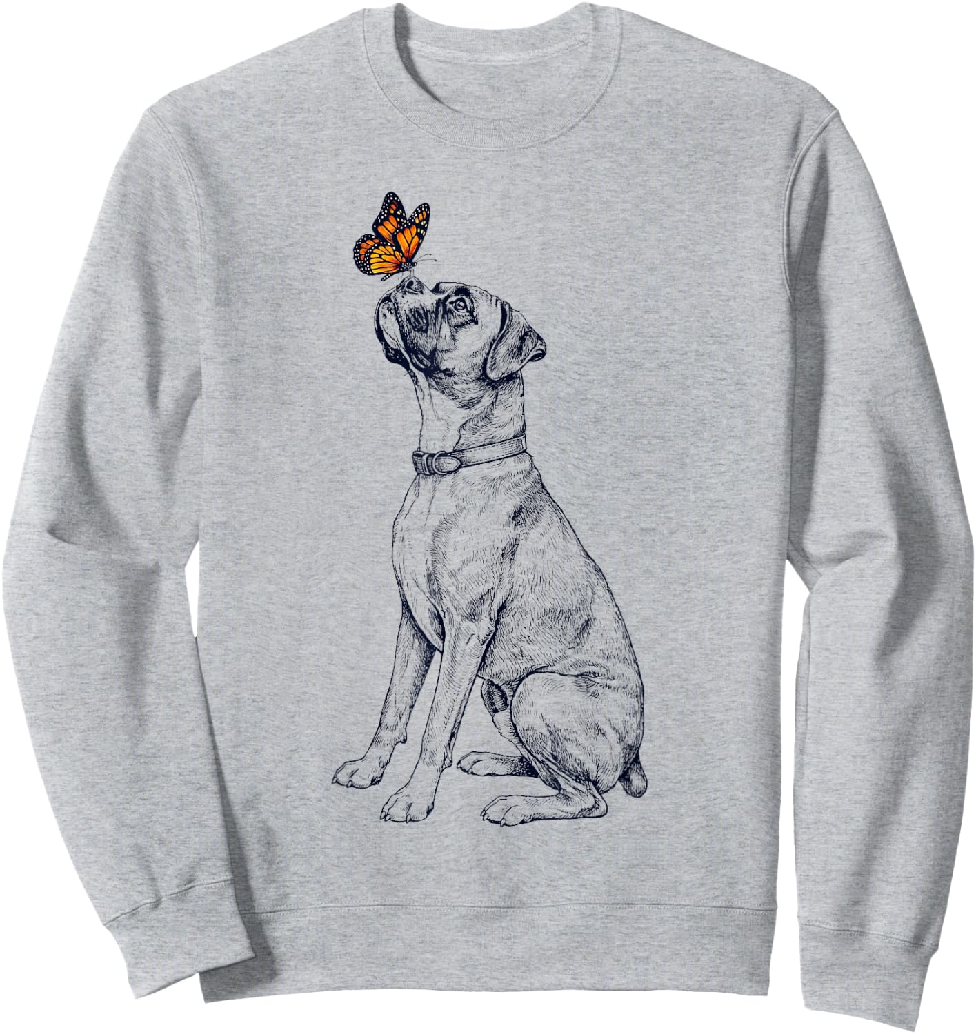 Vintage Boxer Dog with Butterfly Lover Sweatshirt - Sweatshirt | Ash