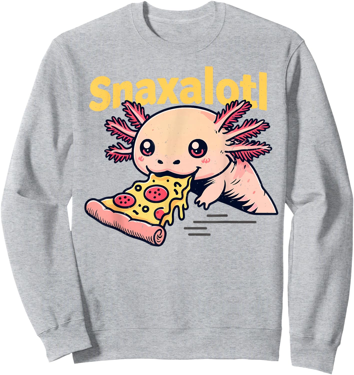 Snaxalotl Funny Axolotl Eating Pizza Snacks Lovers Boys Girl Sweatshirt - Sweatshirt | Ash