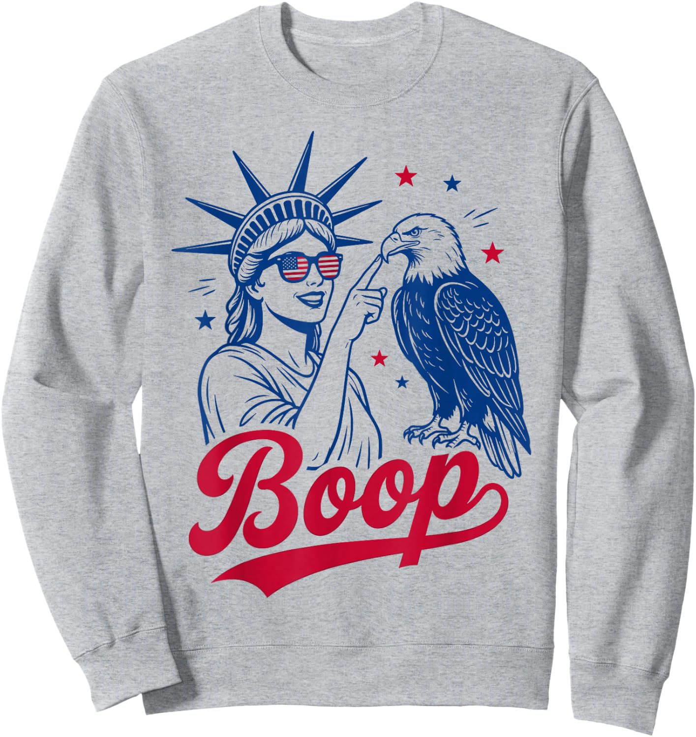 Boop Eagle Vintage USA Retro 4th July Statue of Liberty Sweatshirt - Sweatshirt | Ash