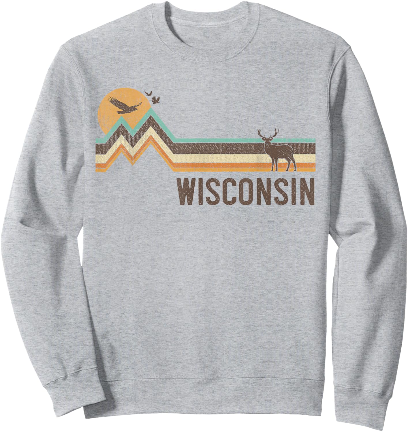 Wisconsin - Vintage Men Women 70s 80s Graphic Cool Nature Sweatshirt - Sweatshirt | Ash