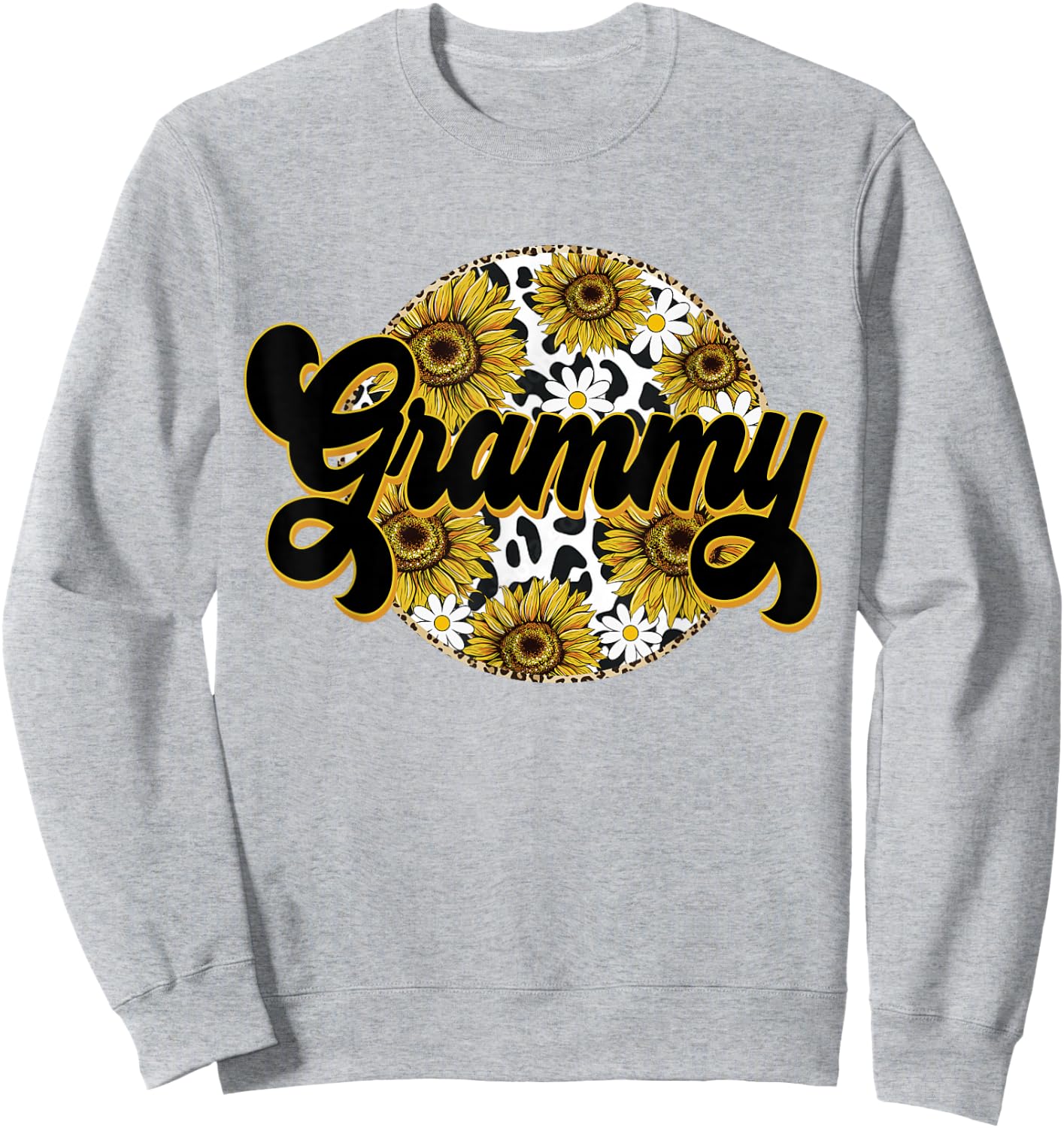Cute Grammy Cow Print Sunflower Leapard Grandma Mother's day Sweatshirt - Sweatshirt | Ash