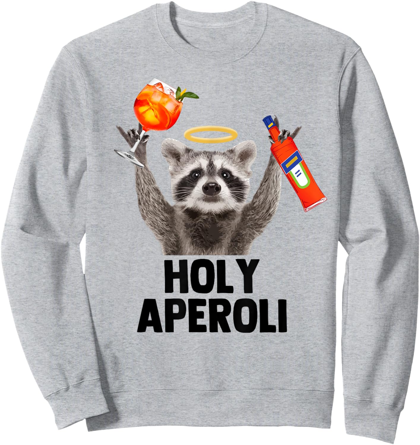 HOLY APEROLI X Raccoon Meme Racoon X Aperoly Pedro Spritz , White Sweatshirt - Sweatshirt | Ash