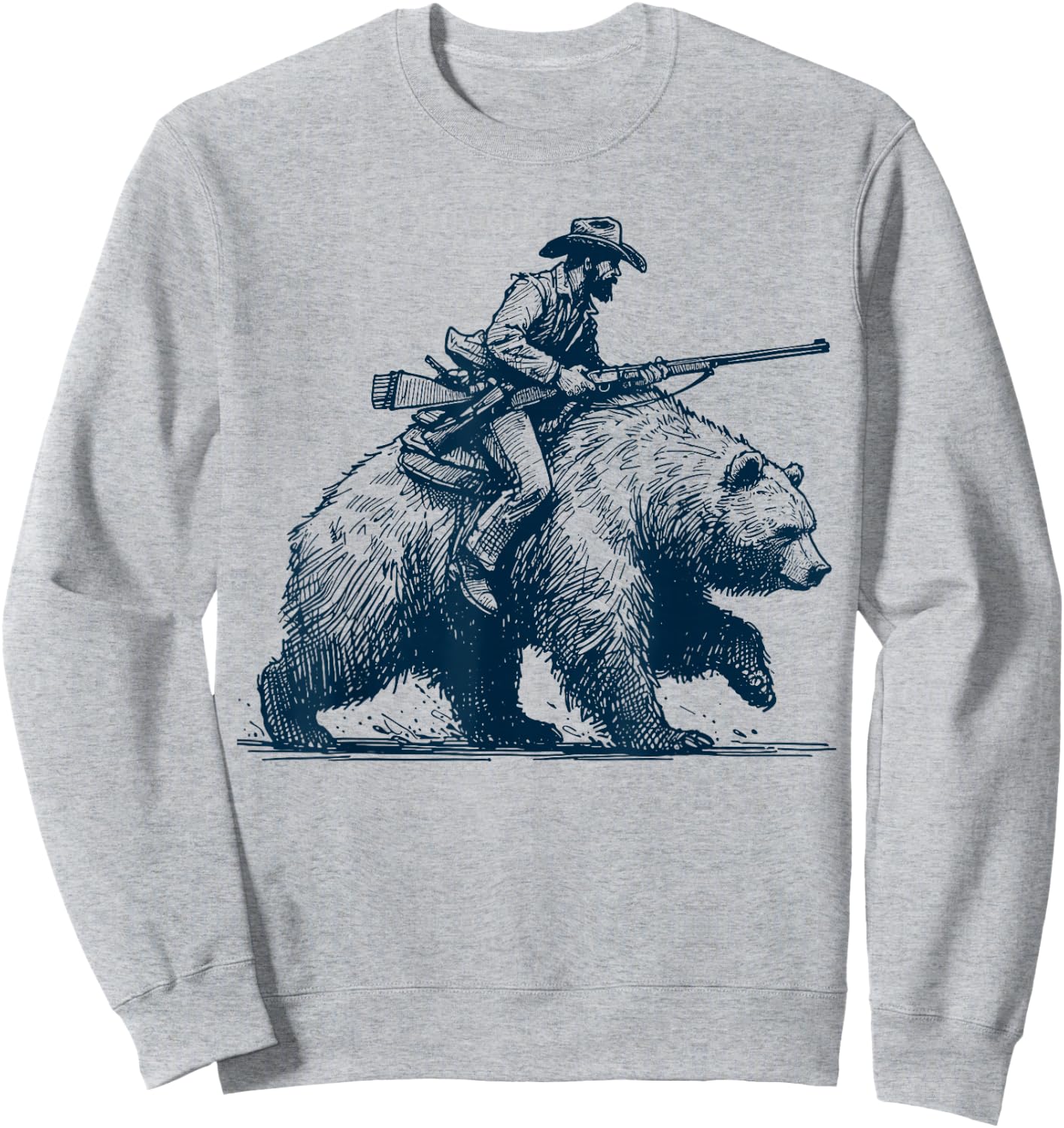 Funny Lumberjack Cowboy Riding on a Bear Sweatshirt - Sweatshirt | Ash