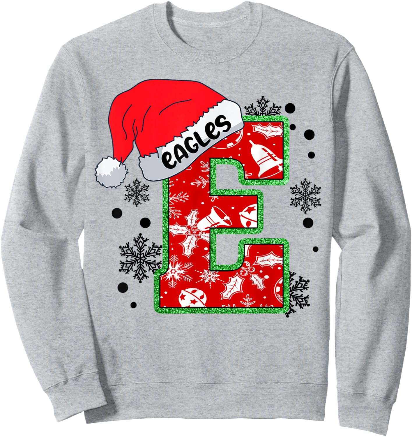 Christmas Mascot Santa Hat Xmas Eagles Sweatshirt - Sweatshirt | Ash