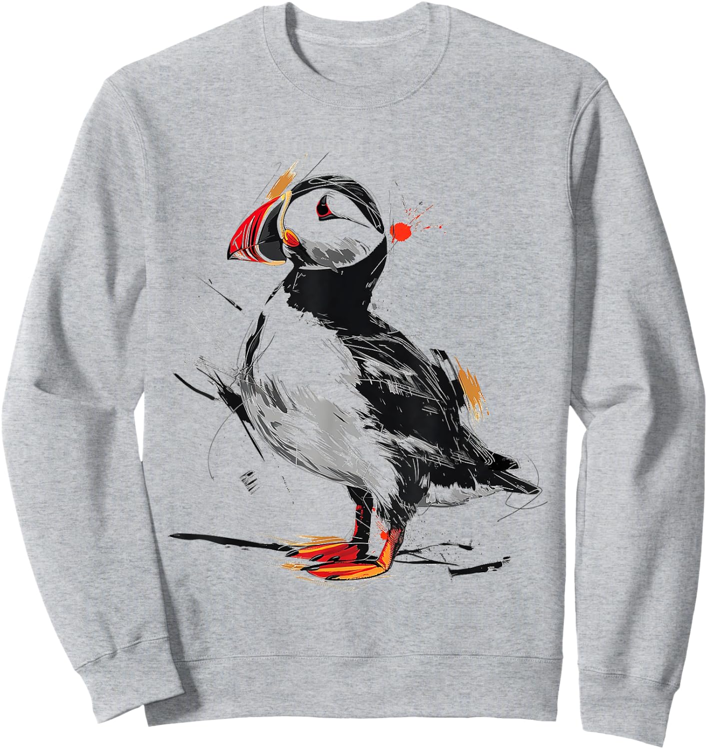 Puffin Animal Print Graphic Drawing Illustration Abstract Puffin , white, S Sweatshirt - Sweatshirt | Ash