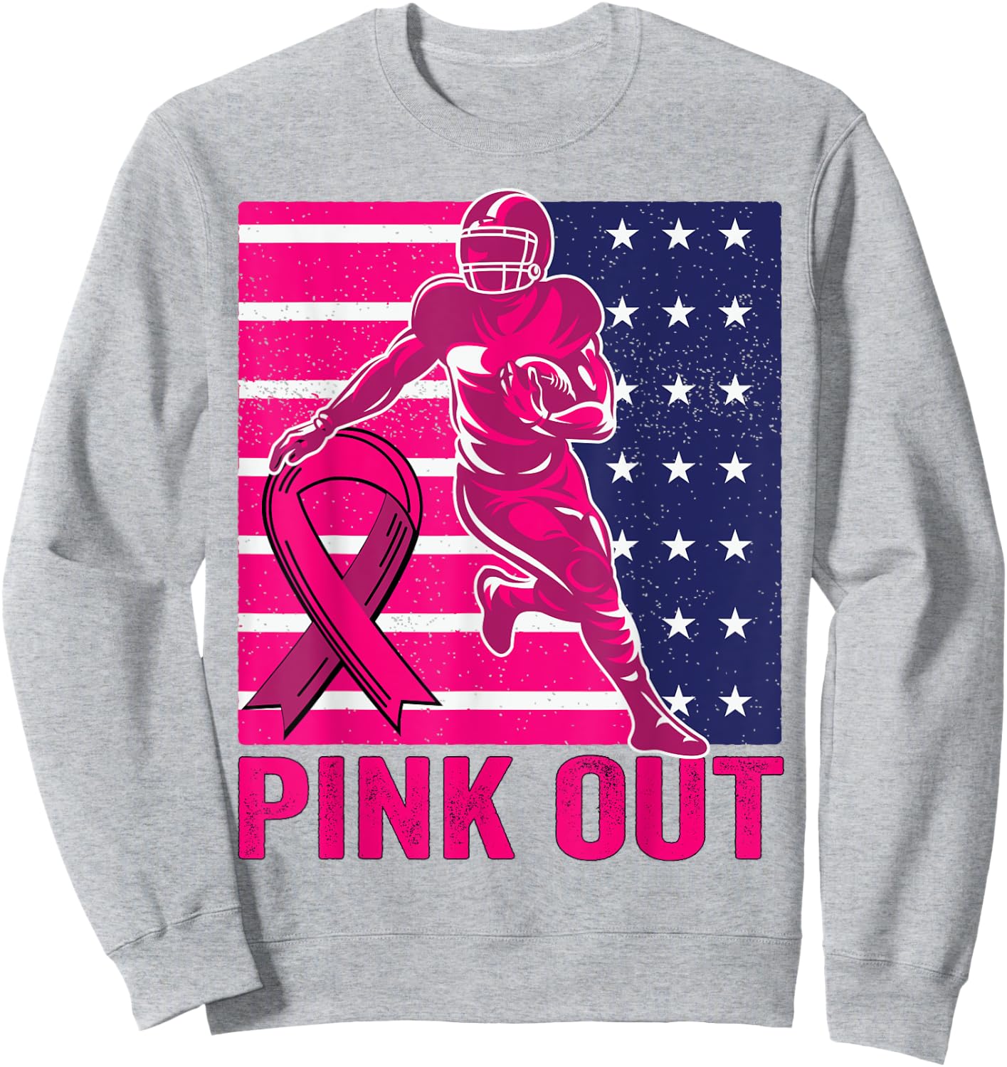 Pink Out Breast Cancer Awareness Football Breast Cancer Sweatshirt - Sweatshirt | Ash