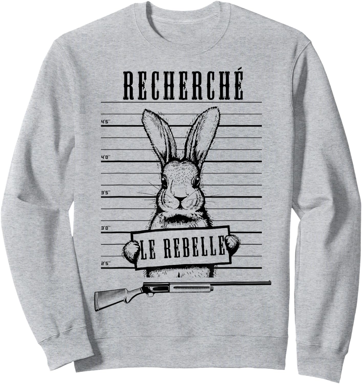 Man Rabbit Hunter Hare Dad Hunter Drawing Humor , white, S Sweatshirt - Sweatshirt | Ash