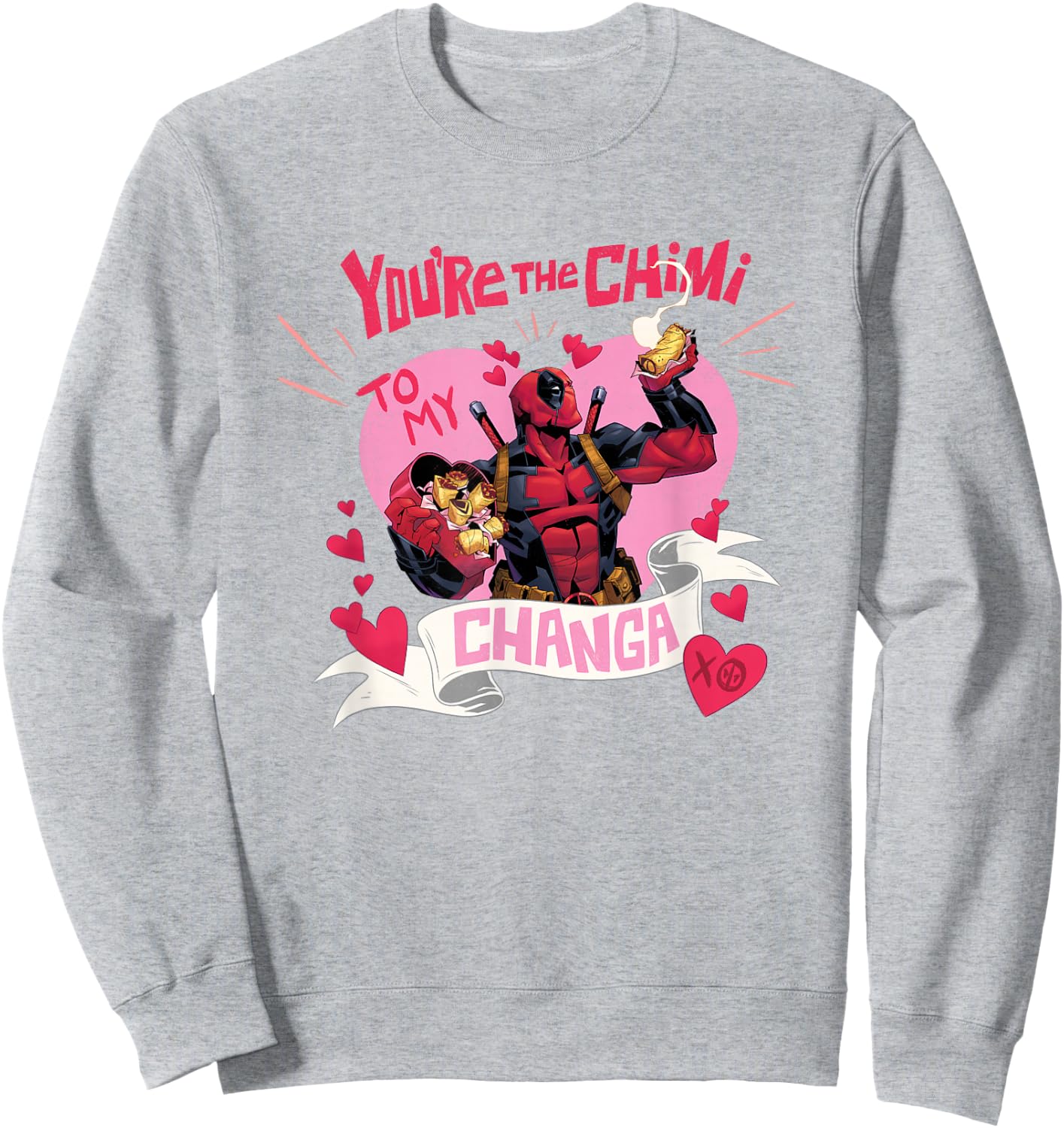 Marvel Deadpool Valentine's Day The Chimi To My Changa Logo Sweatshirt - Sweatshirt | Ash