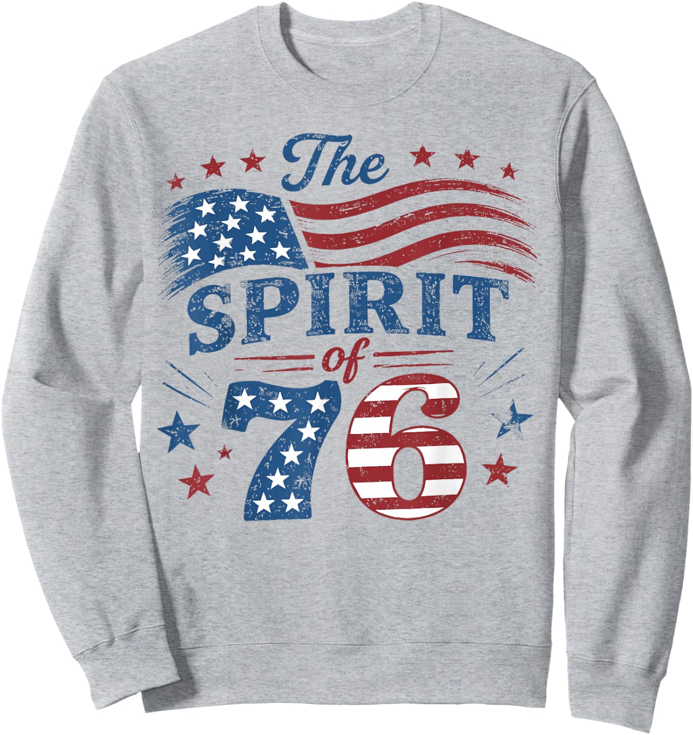 Retro The Spirit of 76 American Flag USA Fourth of July Sweatshirt - Sweatshirt | Ash