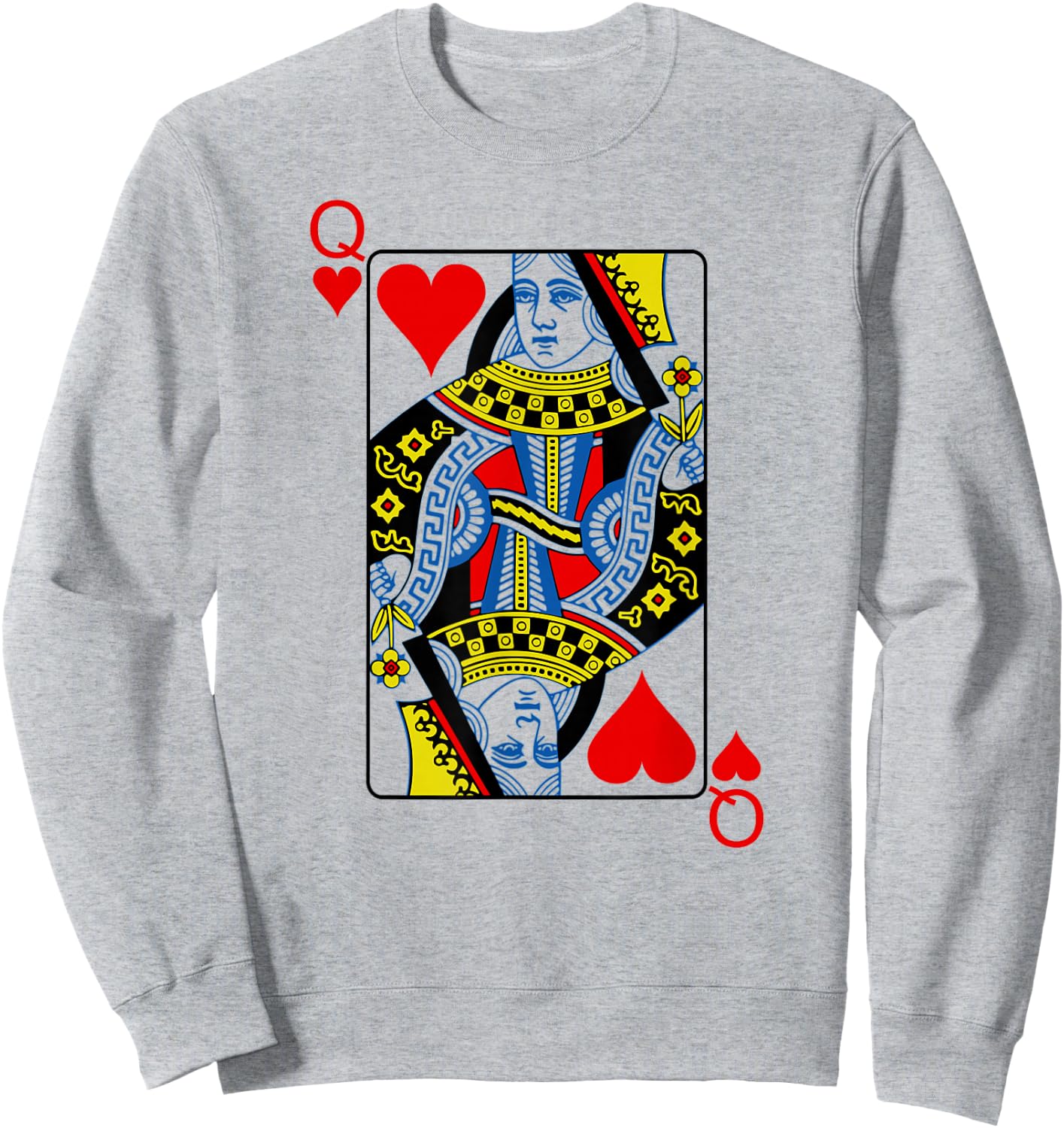 Playing Card Queen Of Hearts I Heart Lady , White, s Sweatshirt - Sweatshirt | Ash