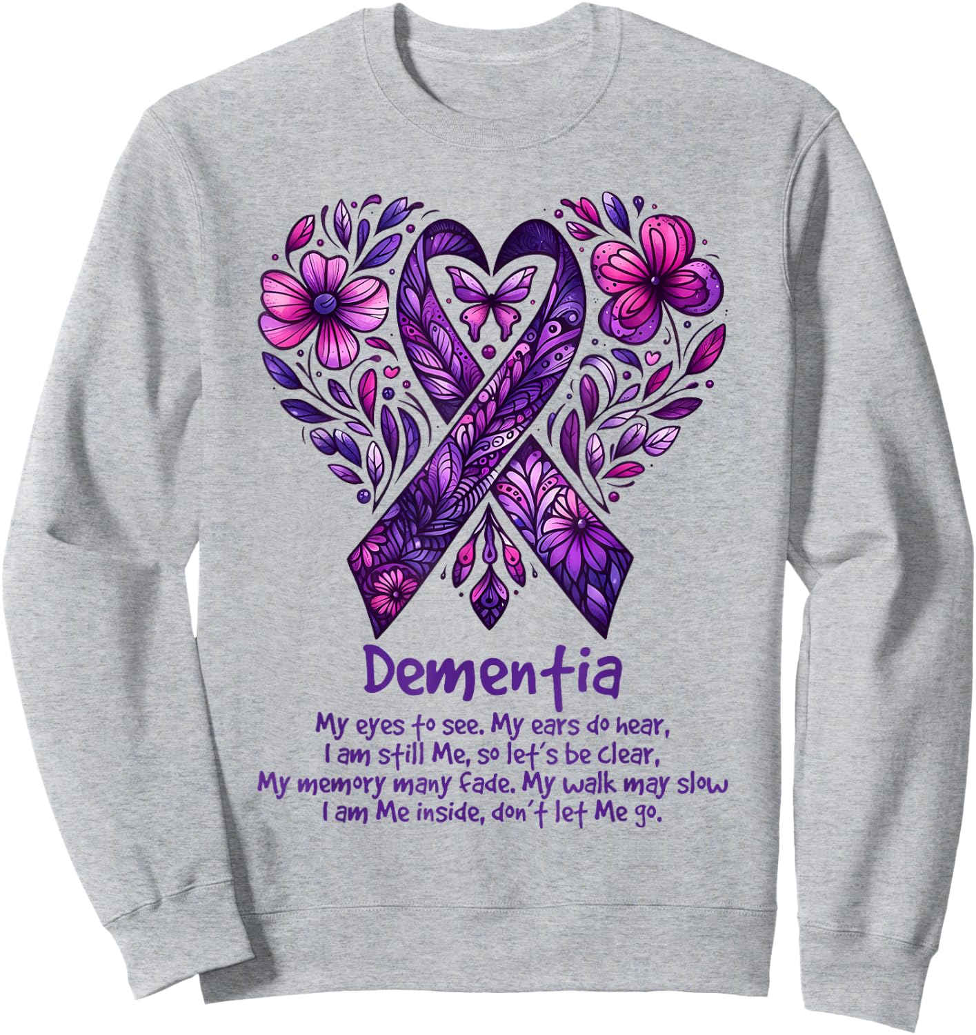 Wear Purple Alzheimer's Awareness Dementia Sweatshirt - Sweatshirt | Ash