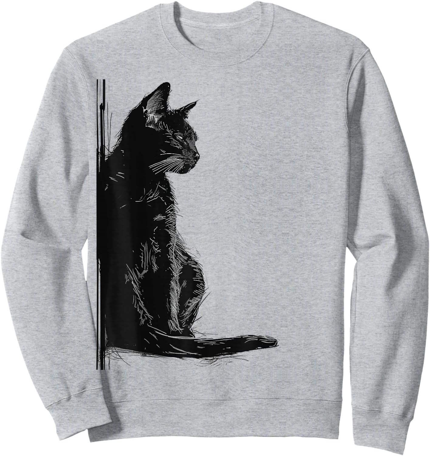 Katze Abstrakte Zeichnung Kunst Tier Illustration Grafik Katze Sweatshirt - Sweatshirt | Ash