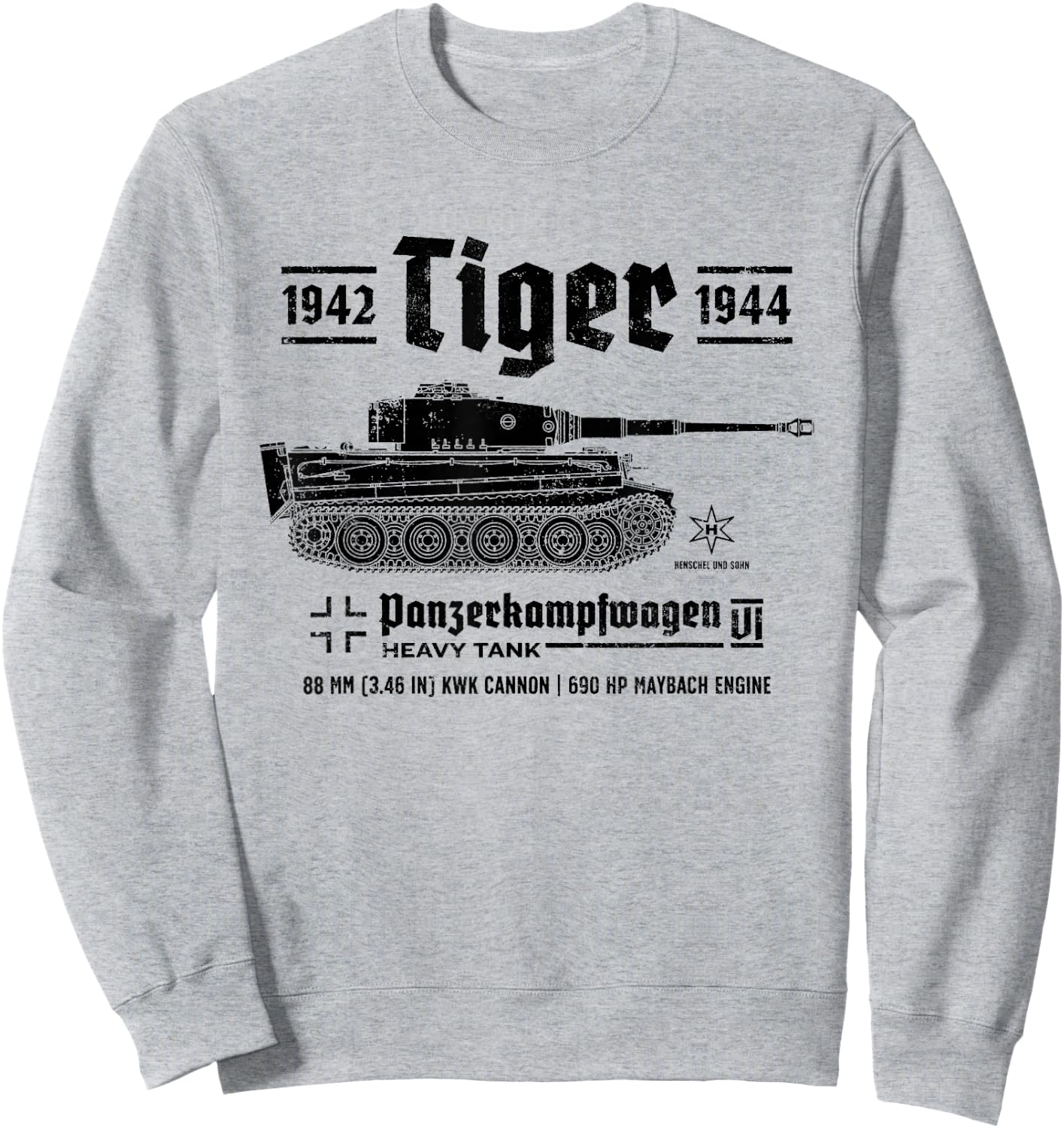 Tiger Panzer PzKpfw VI Second World War Vintage Sweatshirt - Sweatshirt | Ash