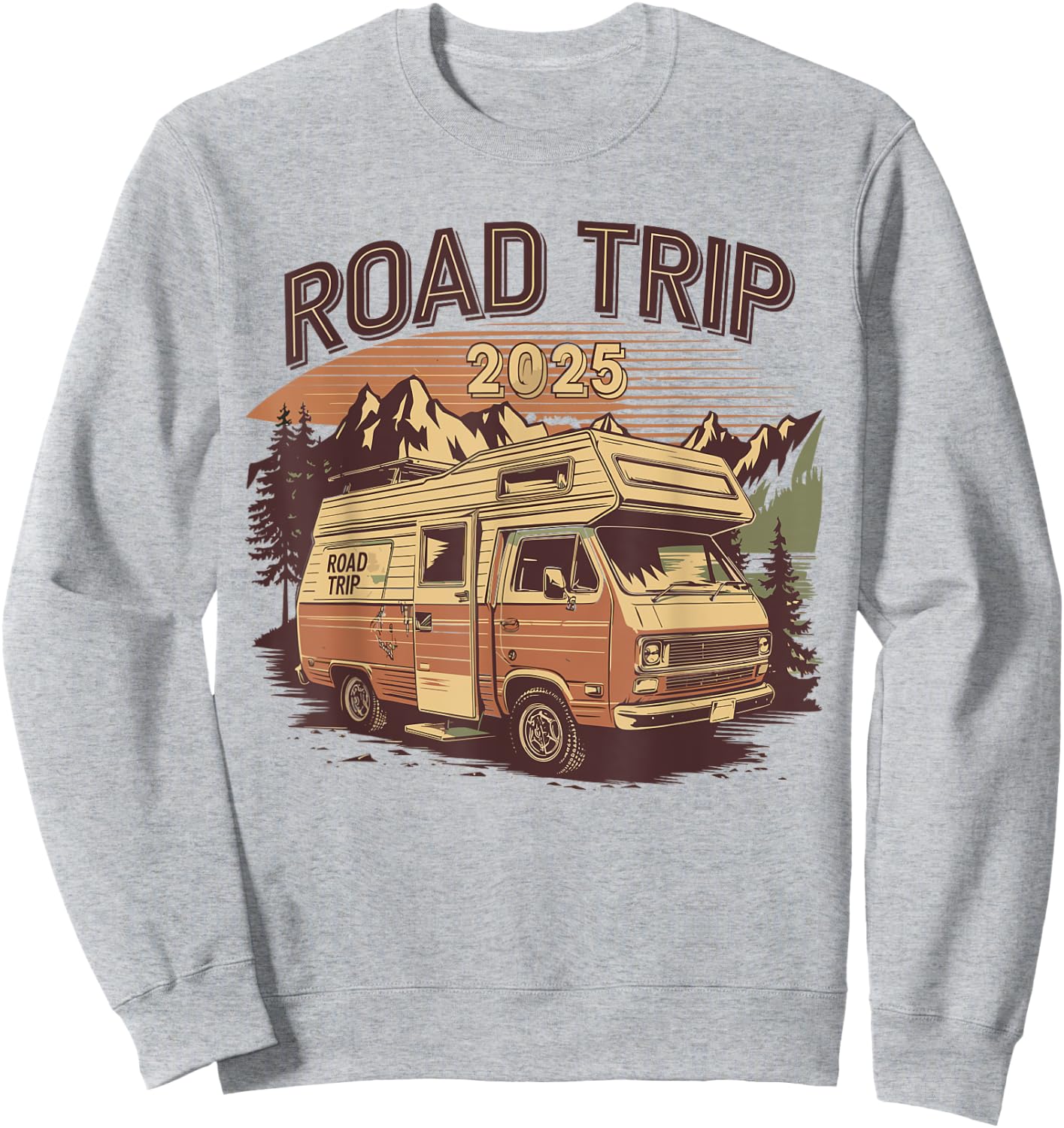 Gift Road Trip 2025 In Camper or Van Retro Vintage Family , white, S Sweatshirt - Sweatshirt | Ash