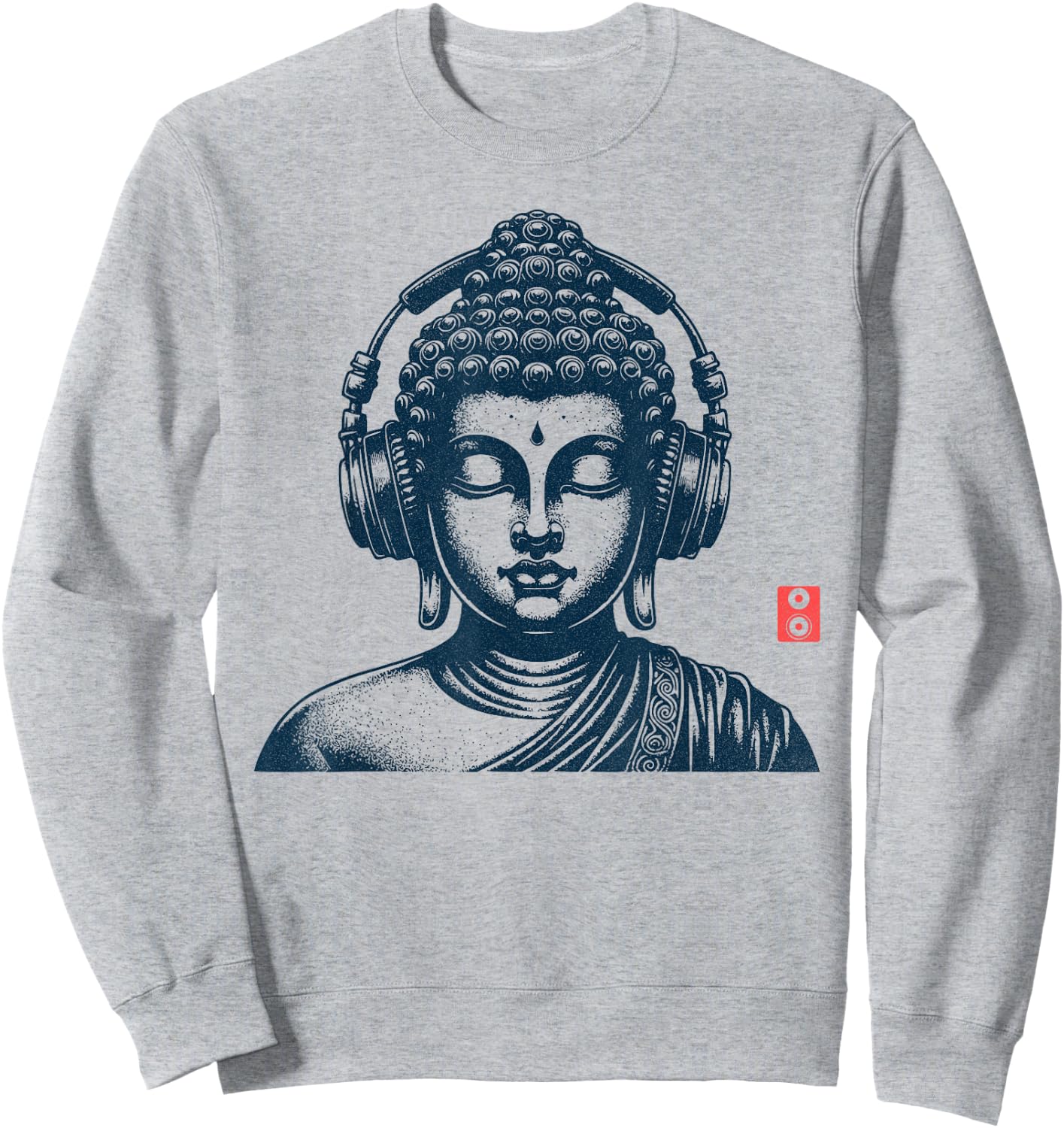 Vintage Retro Buddha with Earphones , grey, S Sweatshirt - Sweatshirt | Ash