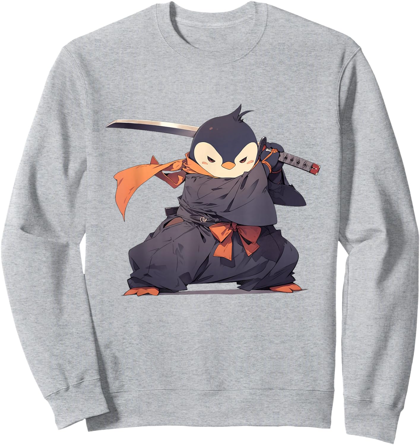 Penguin Ninja - Penguin Japanese Sweatshirt - Sweatshirt | Ash
