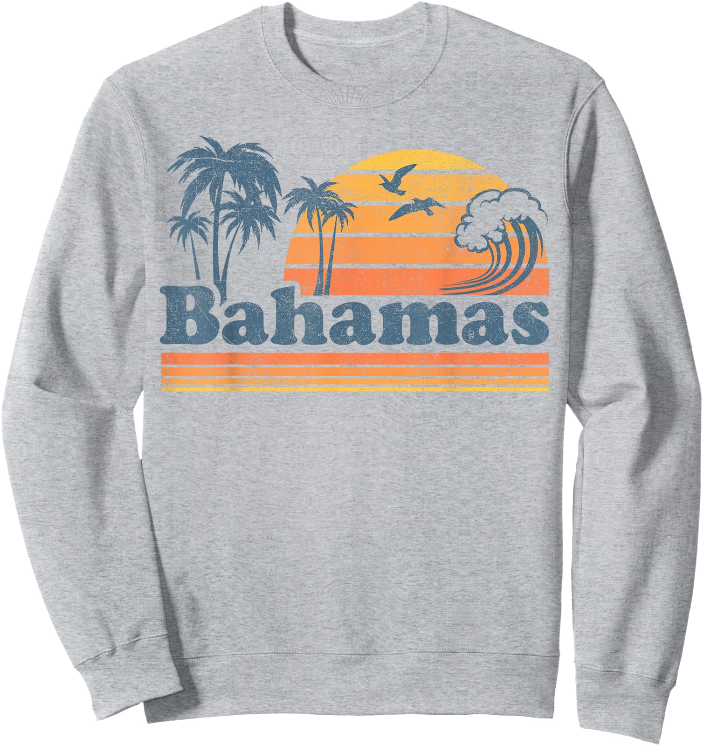 Bahamas Beach Summer Vacation Sunset Vintage 70's Retro Sweatshirt - Sweatshirt | Ash