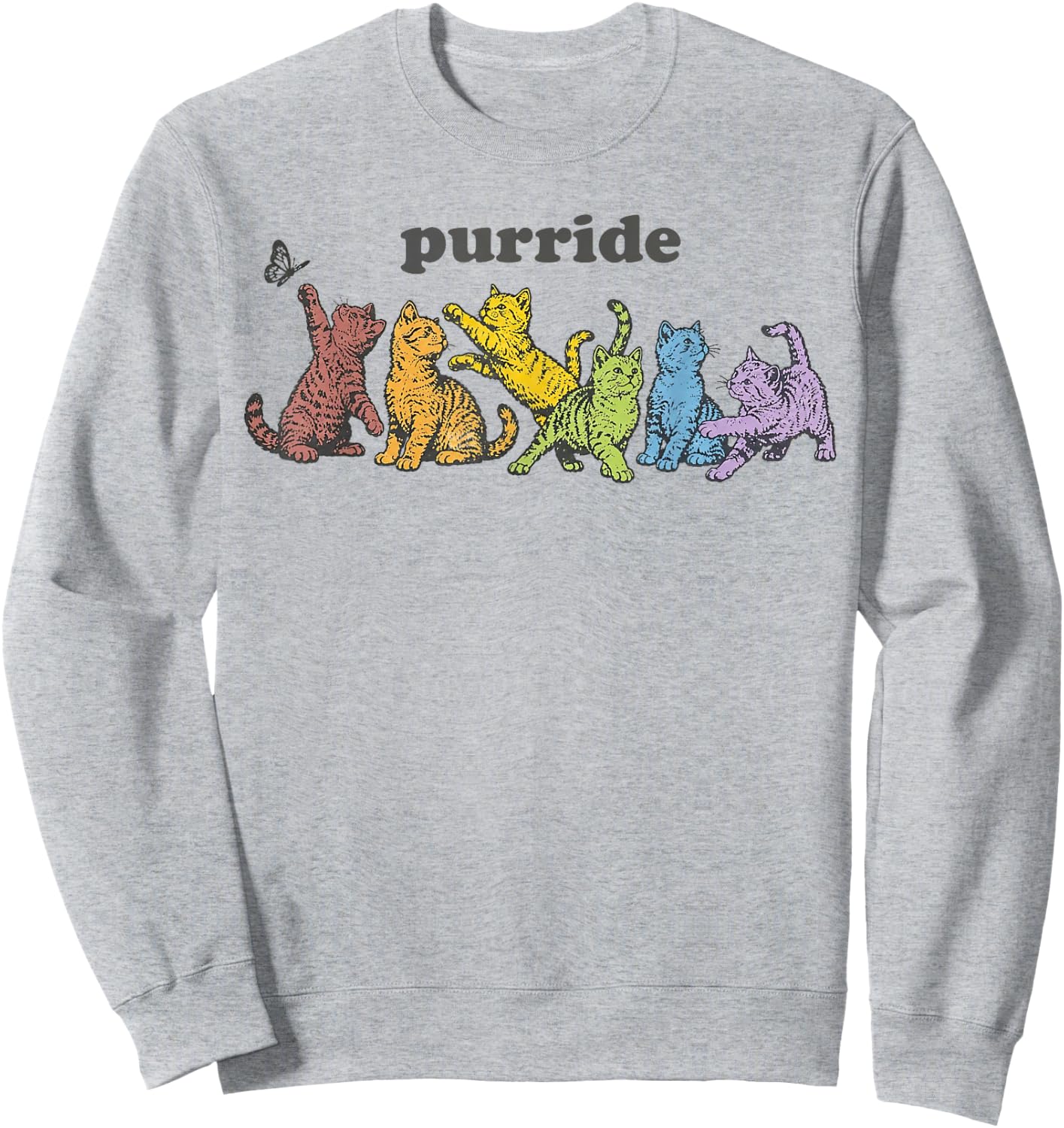Purride Cats LGBTQ Rainbow Pride Month Pet Lover Sweatshirt - Sweatshirt | Ash