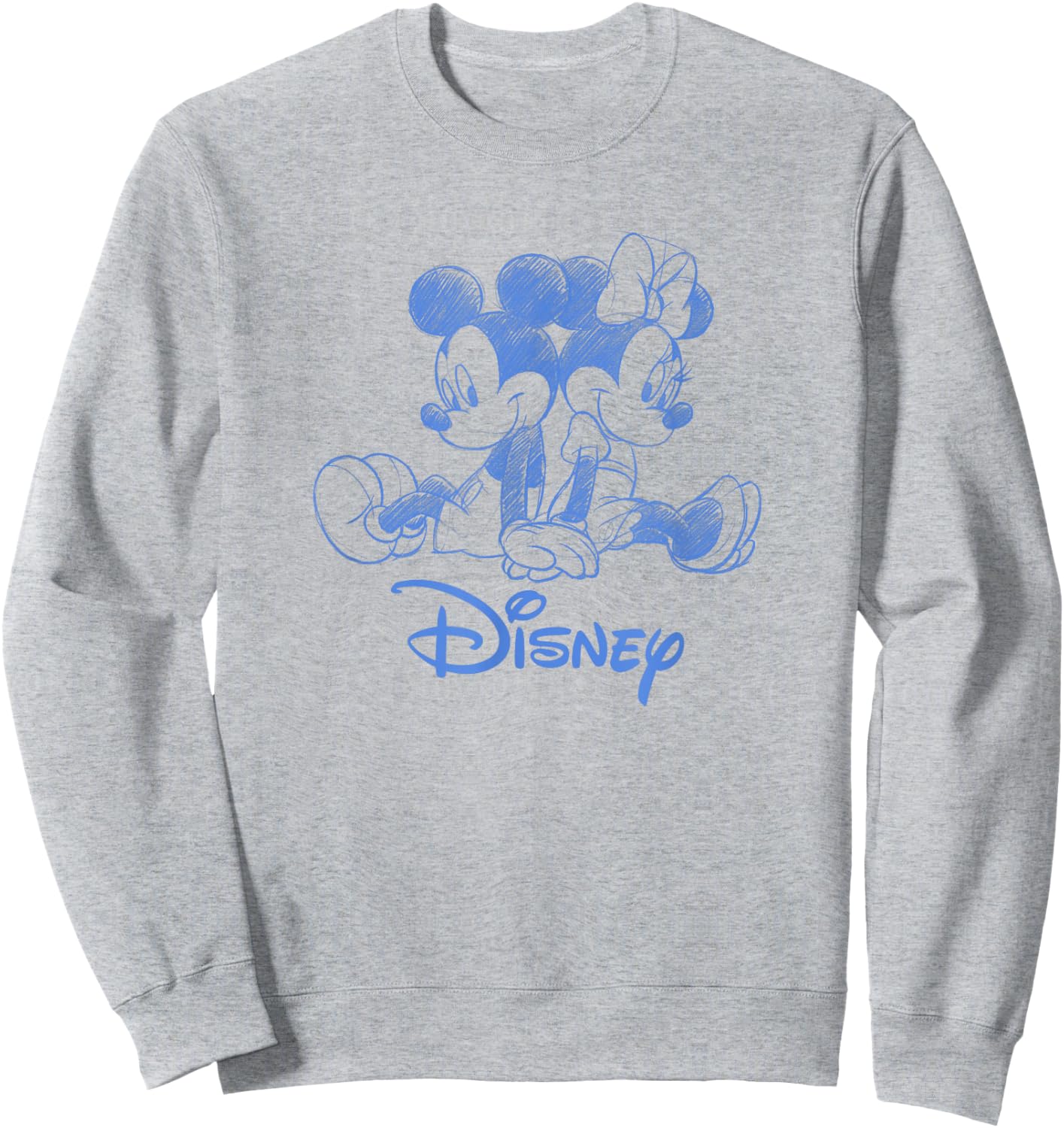 Disney Mickey Mouse and Minnie Sketch with Logo Sweatshirt - Sweatshirt | Ash